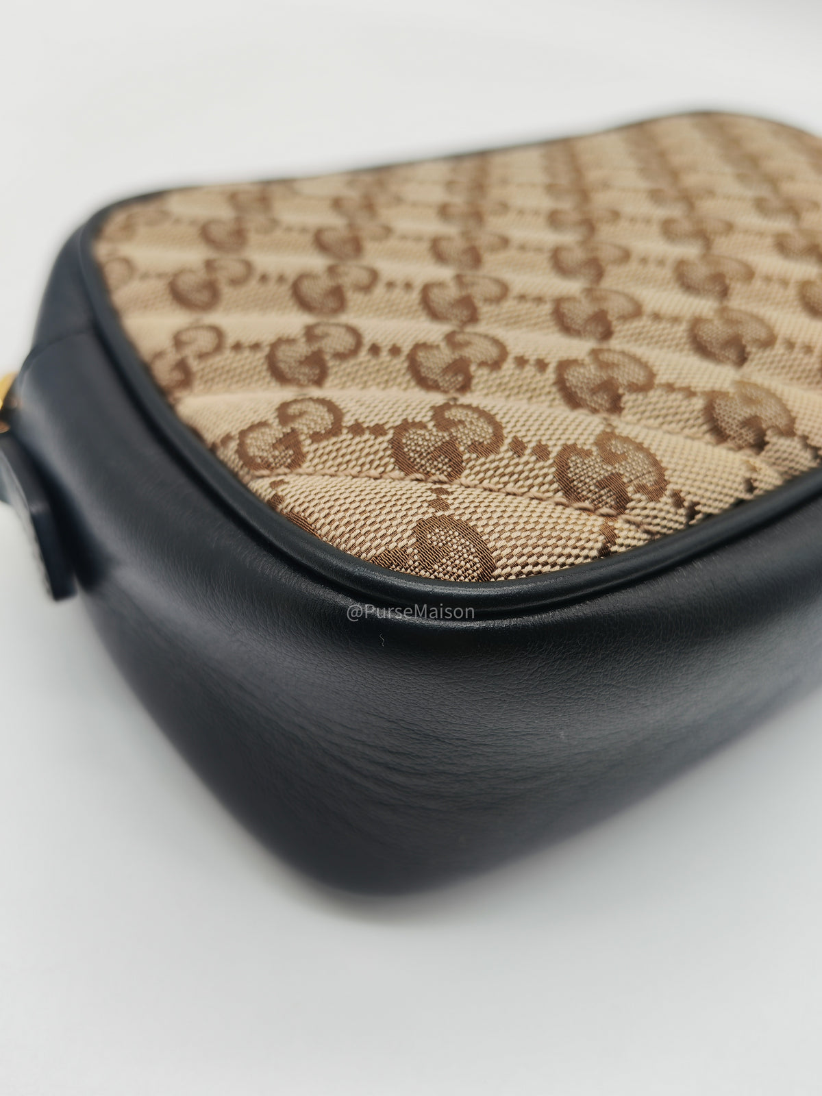 Gucci GG Marmont Camera Bag Small in Diagonal Monogram Matelasse Canvas and Gold Hardware