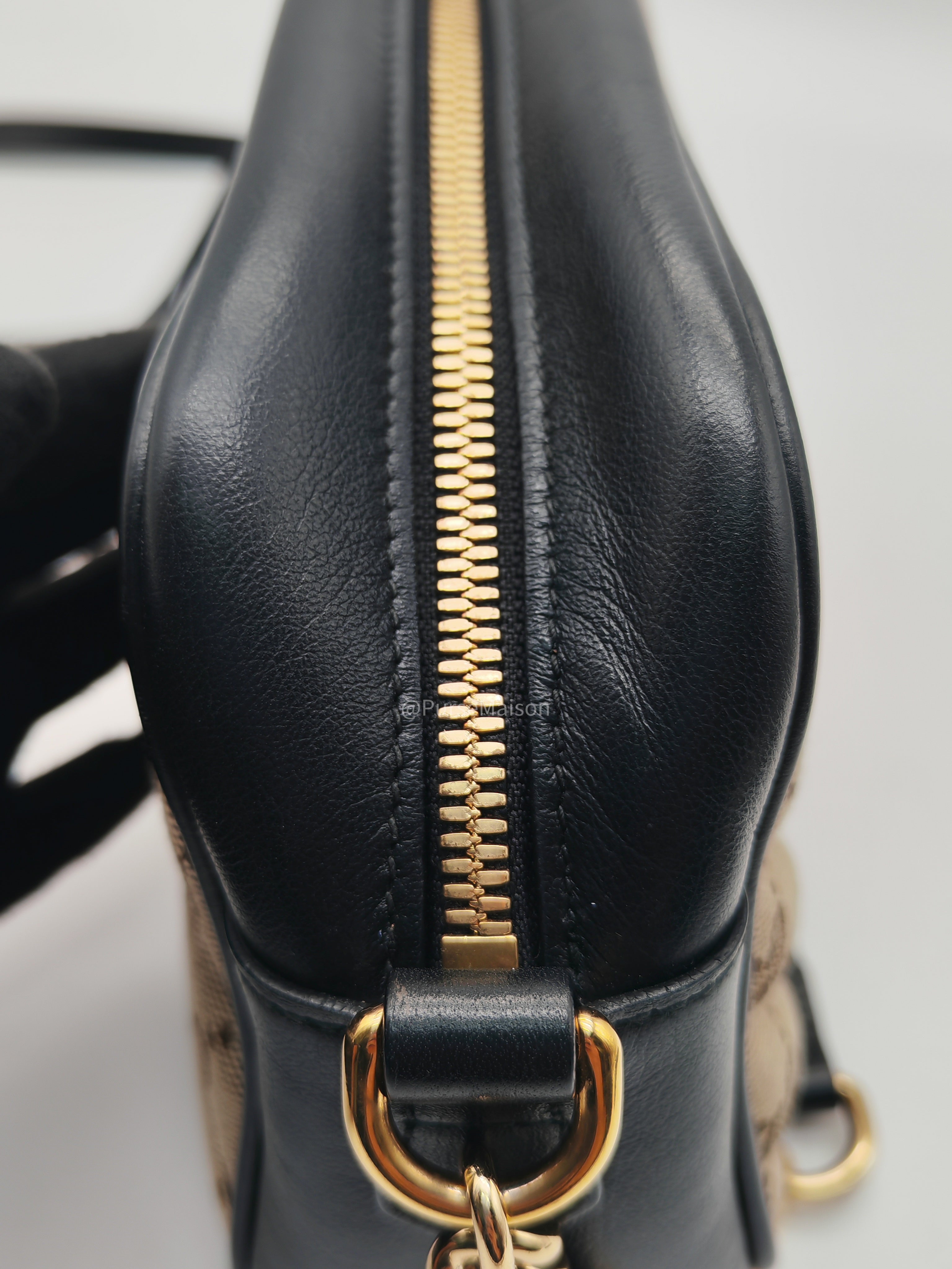 Gucci GG Marmont Camera Bag Small in Diagonal Monogram Matelasse Canvas and Gold Hardware