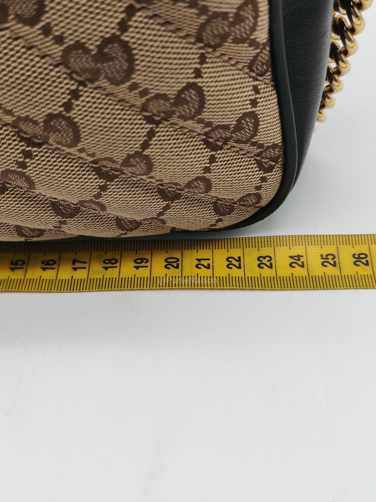 Gucci GG Marmont Camera Bag Small in Diagonal Monogram Matelasse Canvas and Gold Hardware