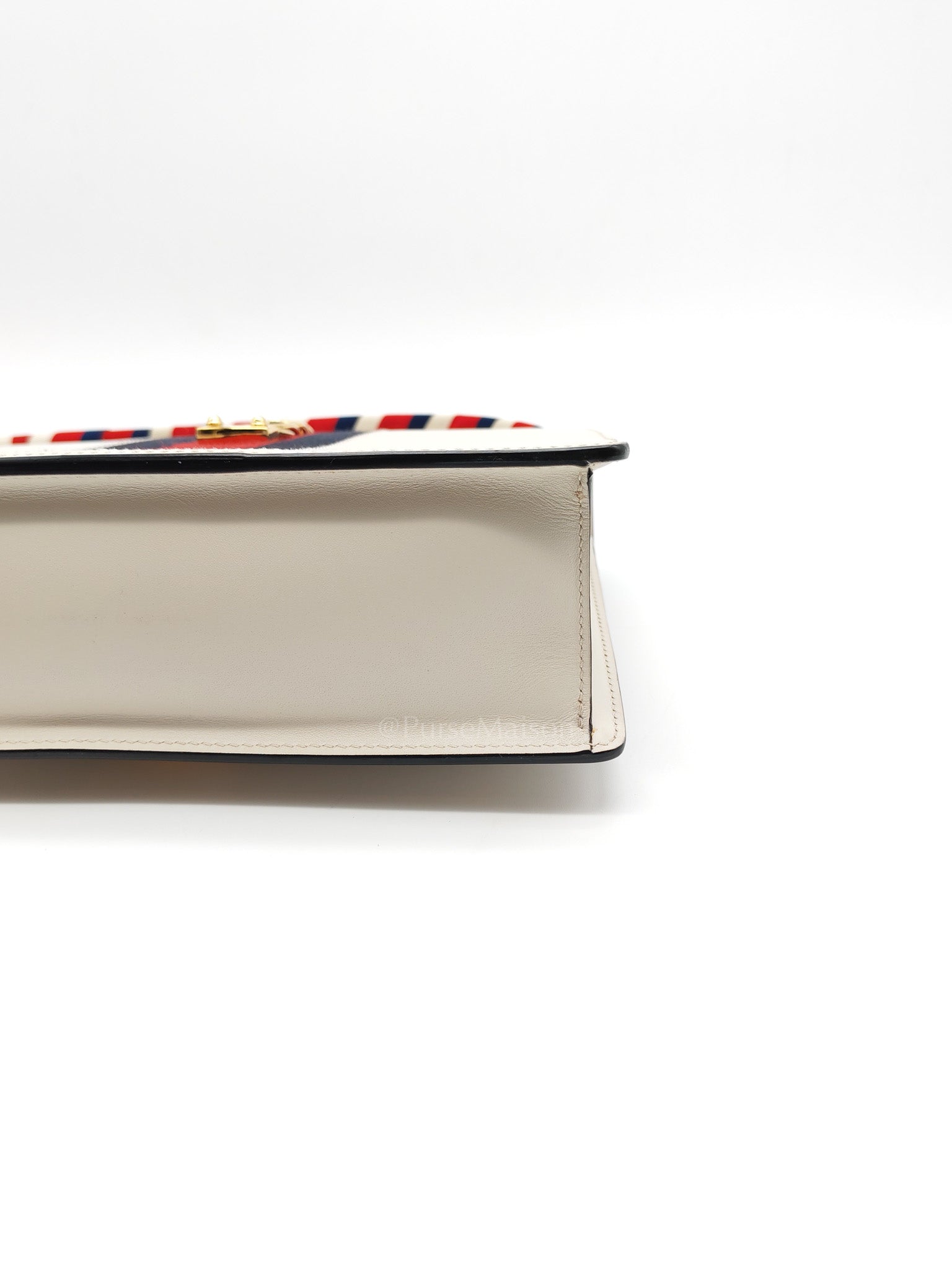 Gucci Sylvie Shoulder Bag in Off White Smooth Calfskin Leather