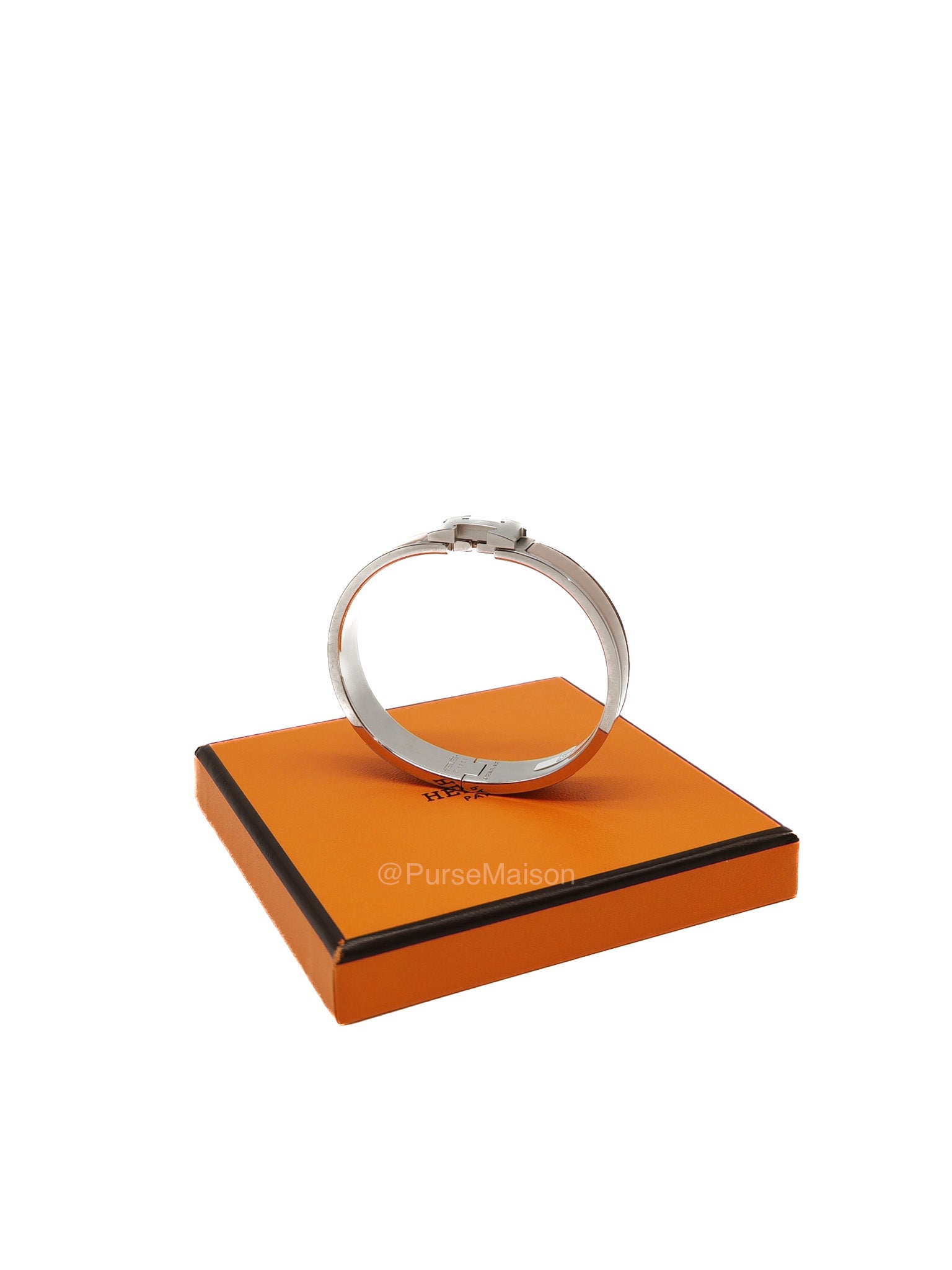 Hermes Clic H Bracelet GM in Marron Glacé Enamel Palladium Hardware