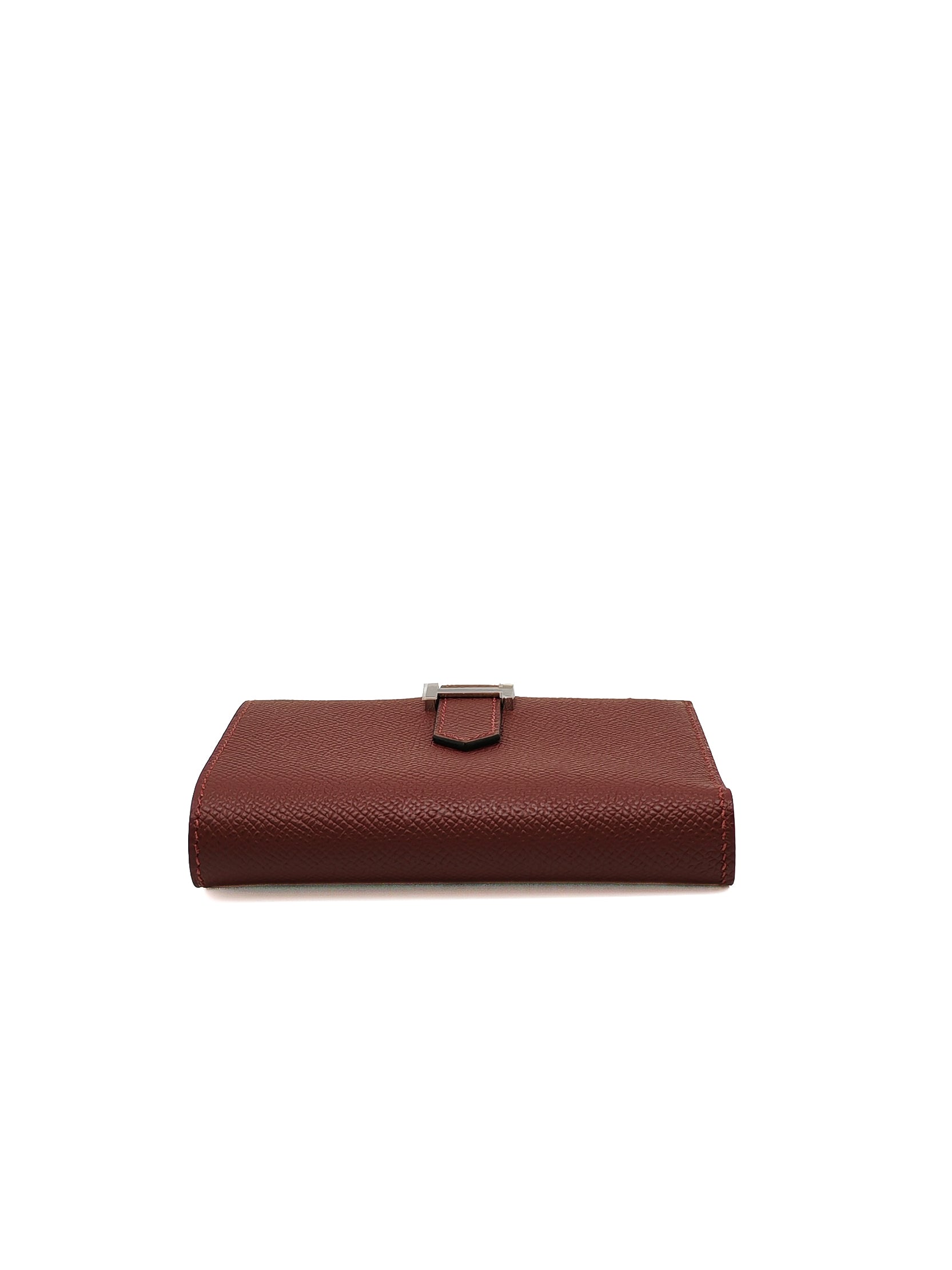 Hermes Bearn Compact Wallet in Rouge Epsom Leather and Palladium Hardware Stamp W (2024)