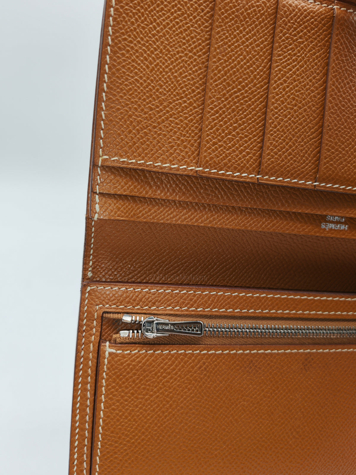 Hermes Bearn Long Wallet in Gold Epsom Leather Palladium Hardware Stamp M Square (2009)