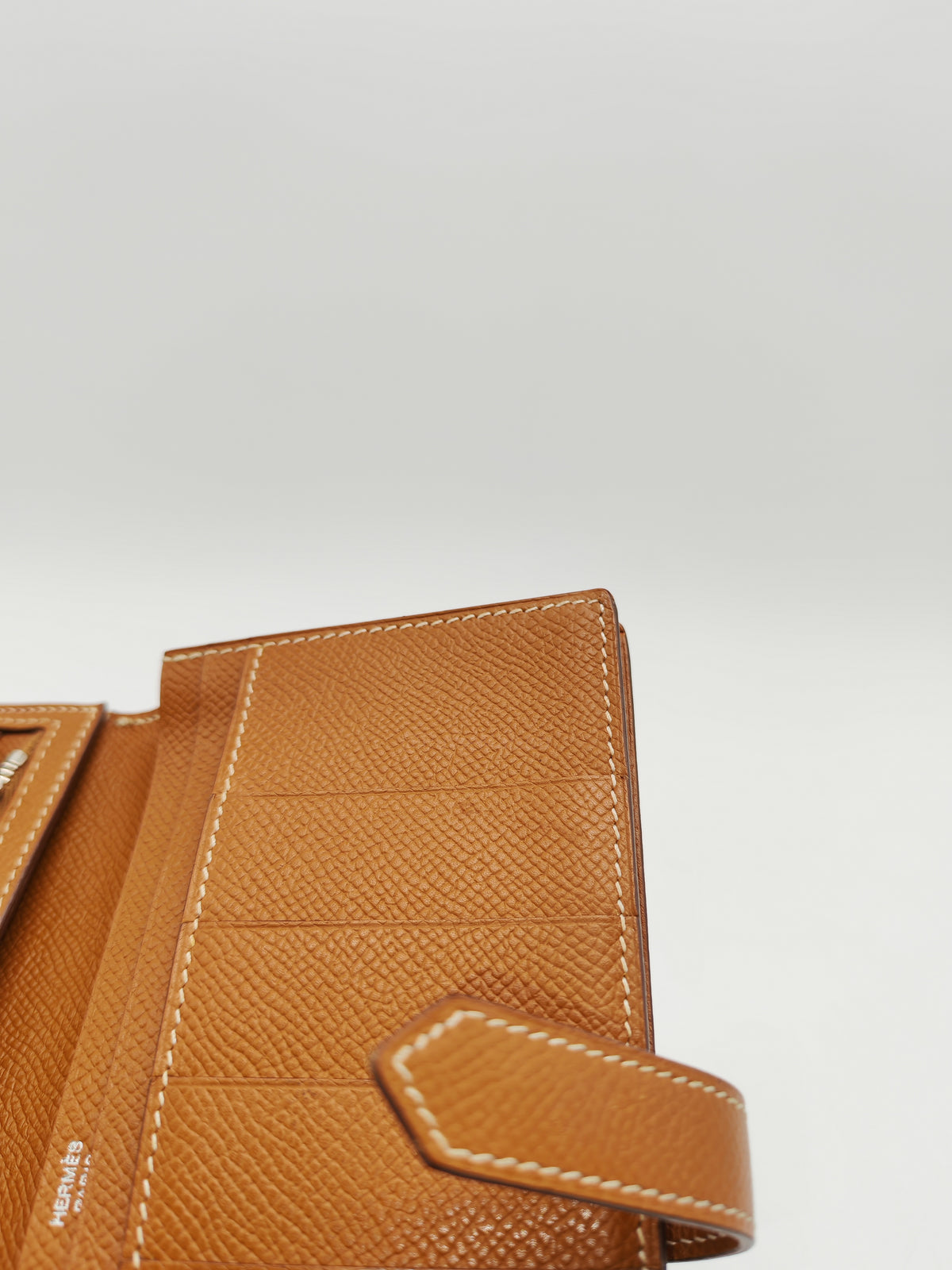 Hermes Bearn Long Wallet in Gold Epsom Leather Palladium Hardware Stamp M Square (2009)