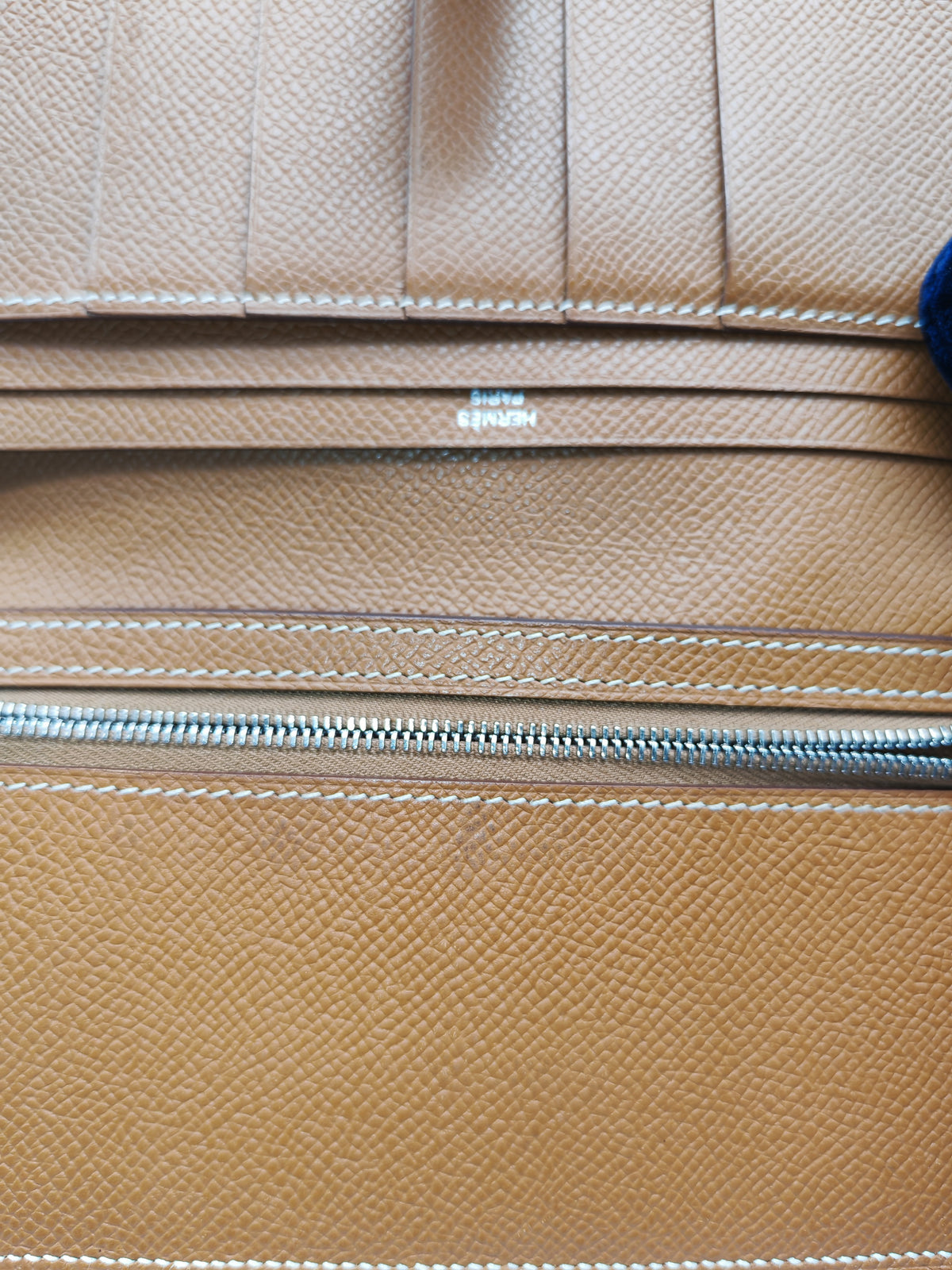 Hermes Bearn Long Wallet in Gold Epsom Leather Palladium Hardware Stamp M Square (2009)
