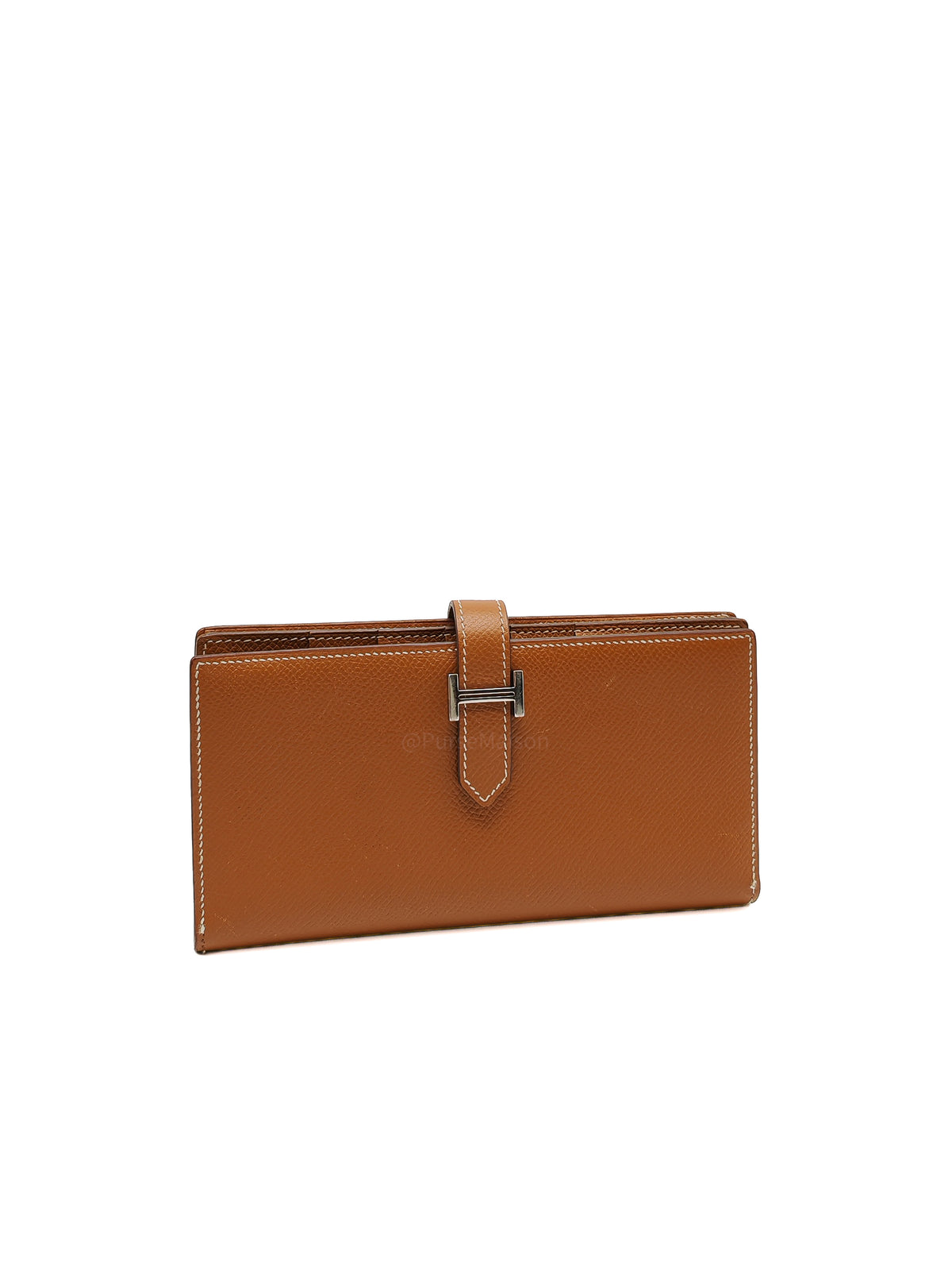 Hermes Bearn Long Wallet in Gold Epsom Leather Palladium Hardware Stamp M Square (2009)