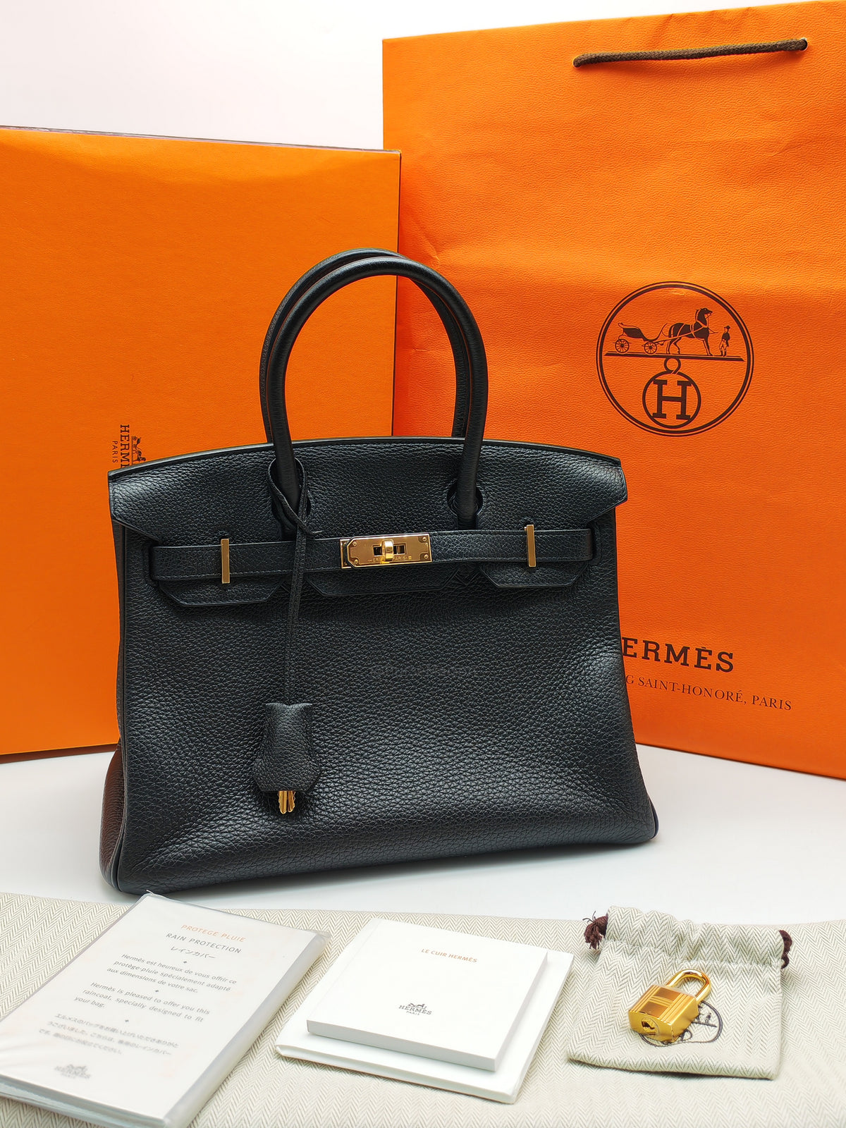 Hermes Birkin 30 Retourne in Black Togo Leather Gold Hardware Stamp Z (2021)