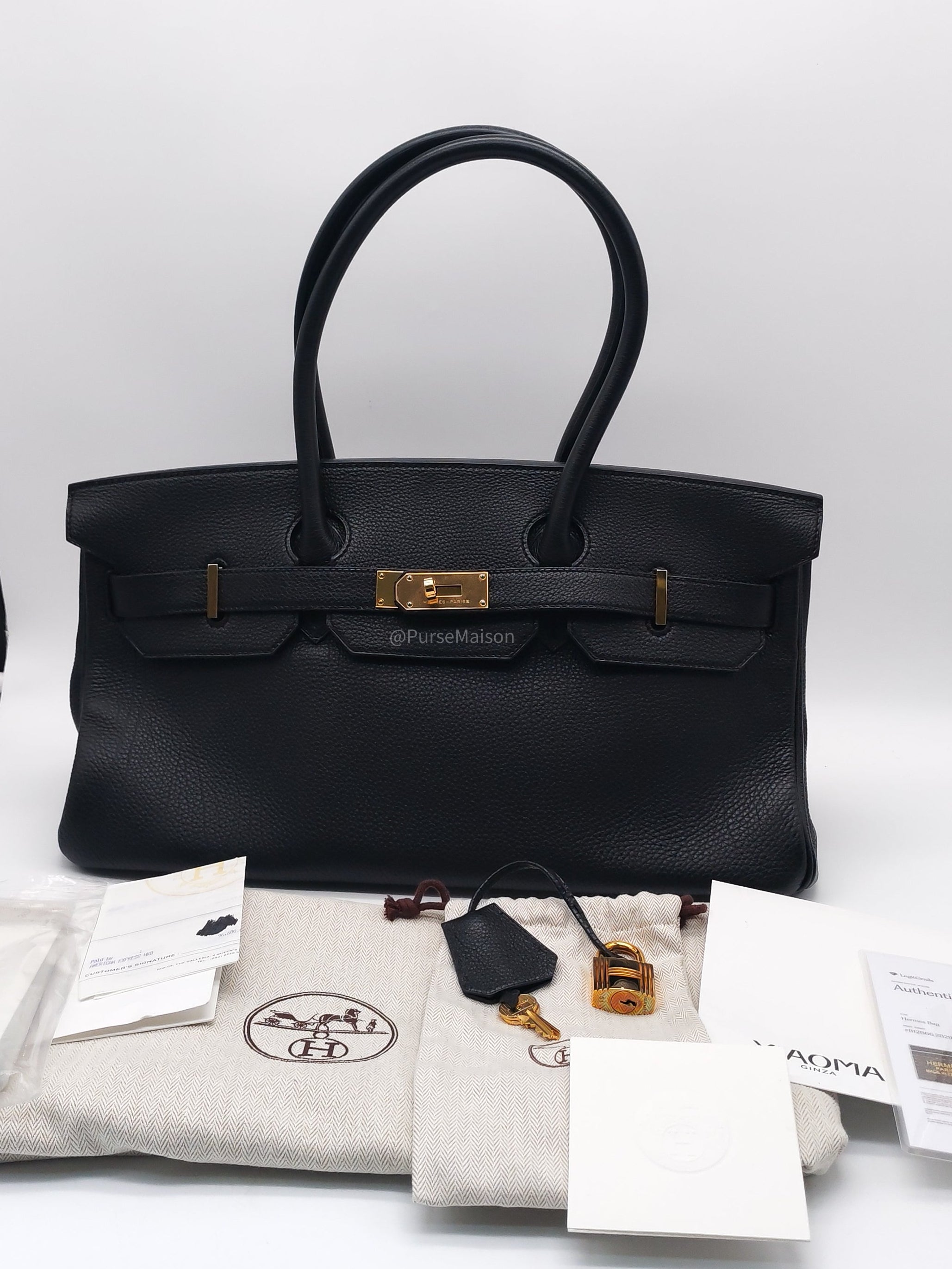 Hermes Birkin 42 The Shoulder in Black Togo LeatherGold Hardware Stamp Q Square(2013)