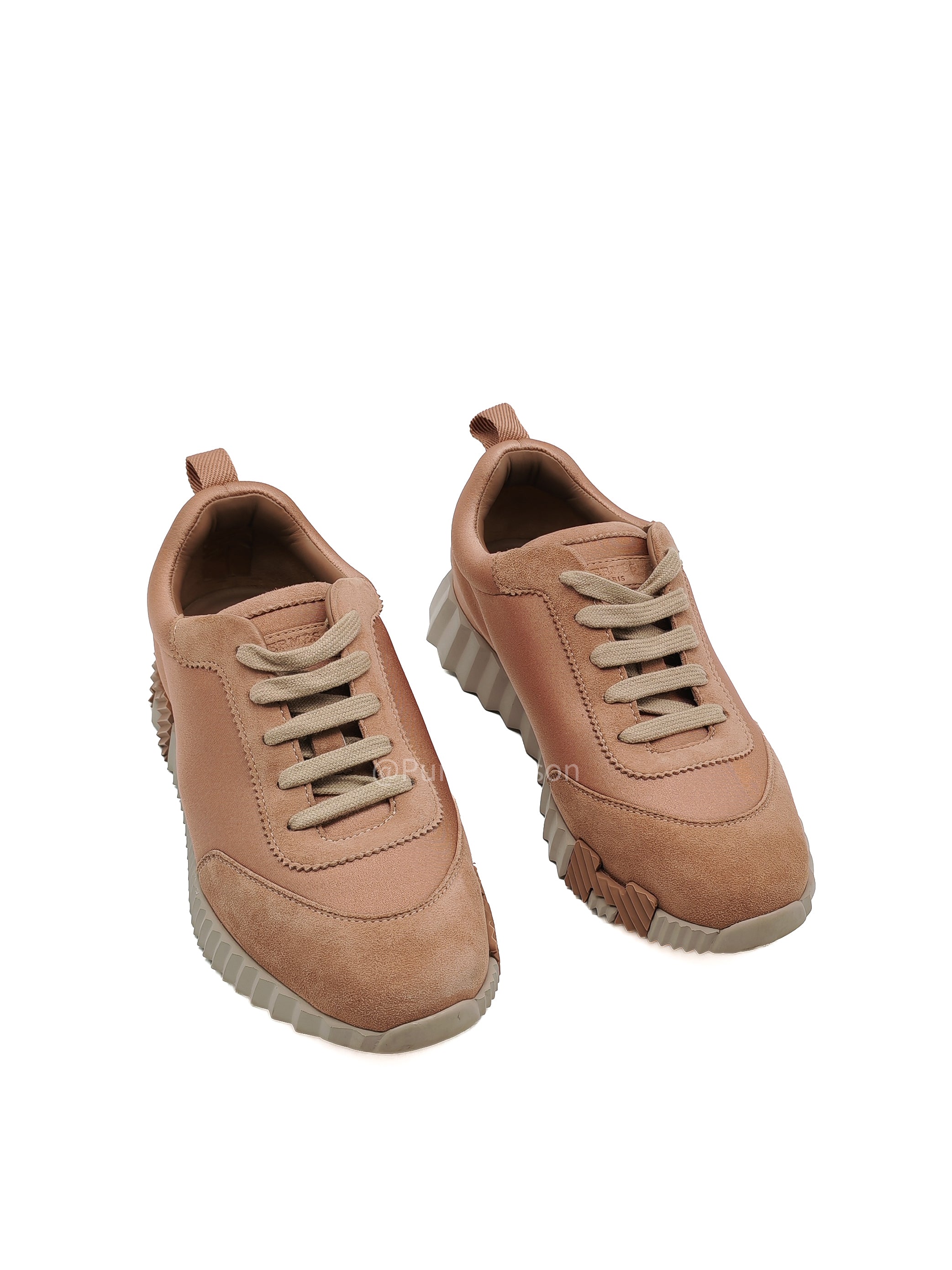 Hermes Rose Bouncing Sneakers in Pink Suede Size 37 EU (23.8cm)