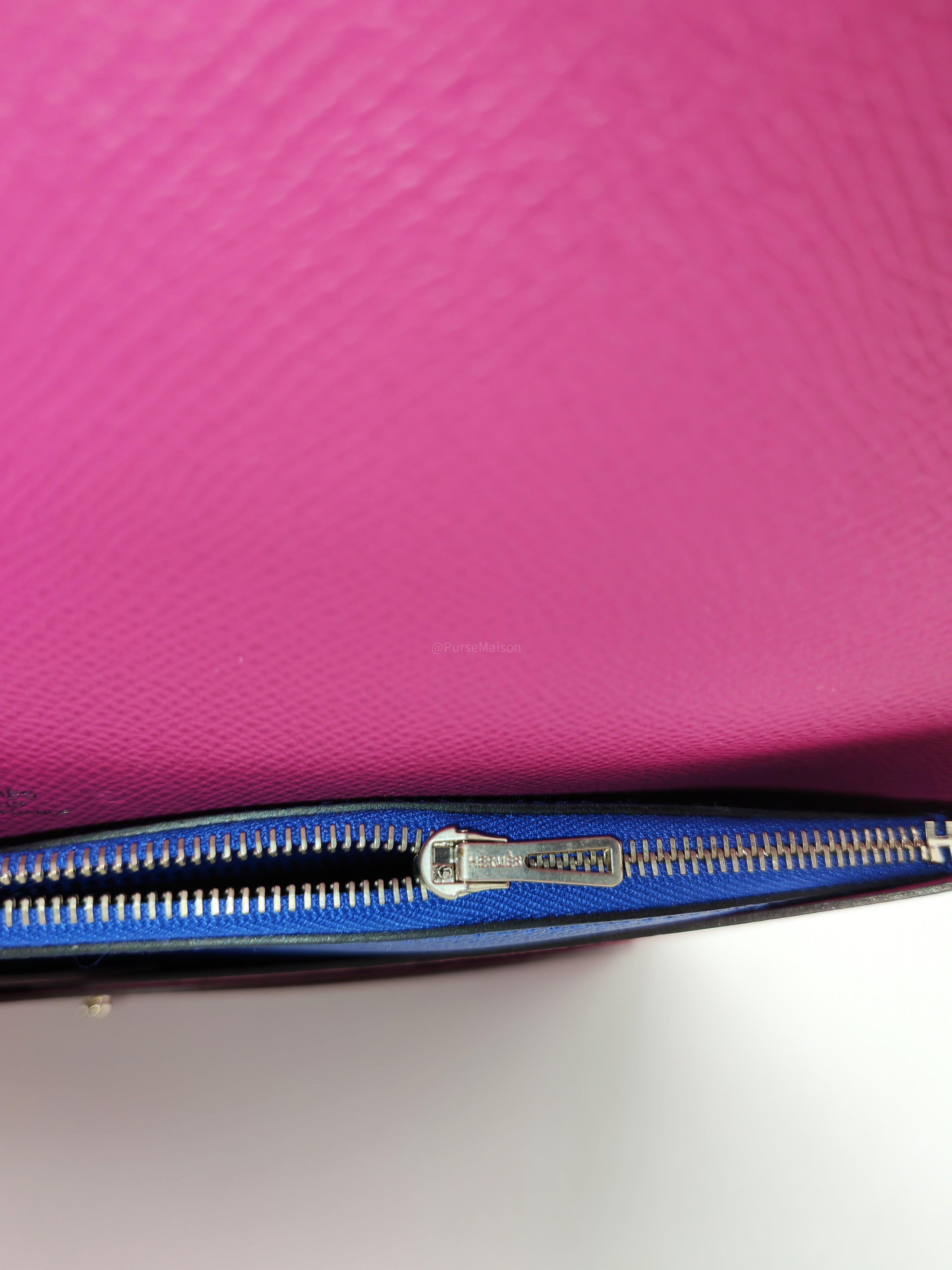 Hermes Calvi Pouch in Rose Pourpre Epsom Leather and Palladium Hardware Stamp C (2018)