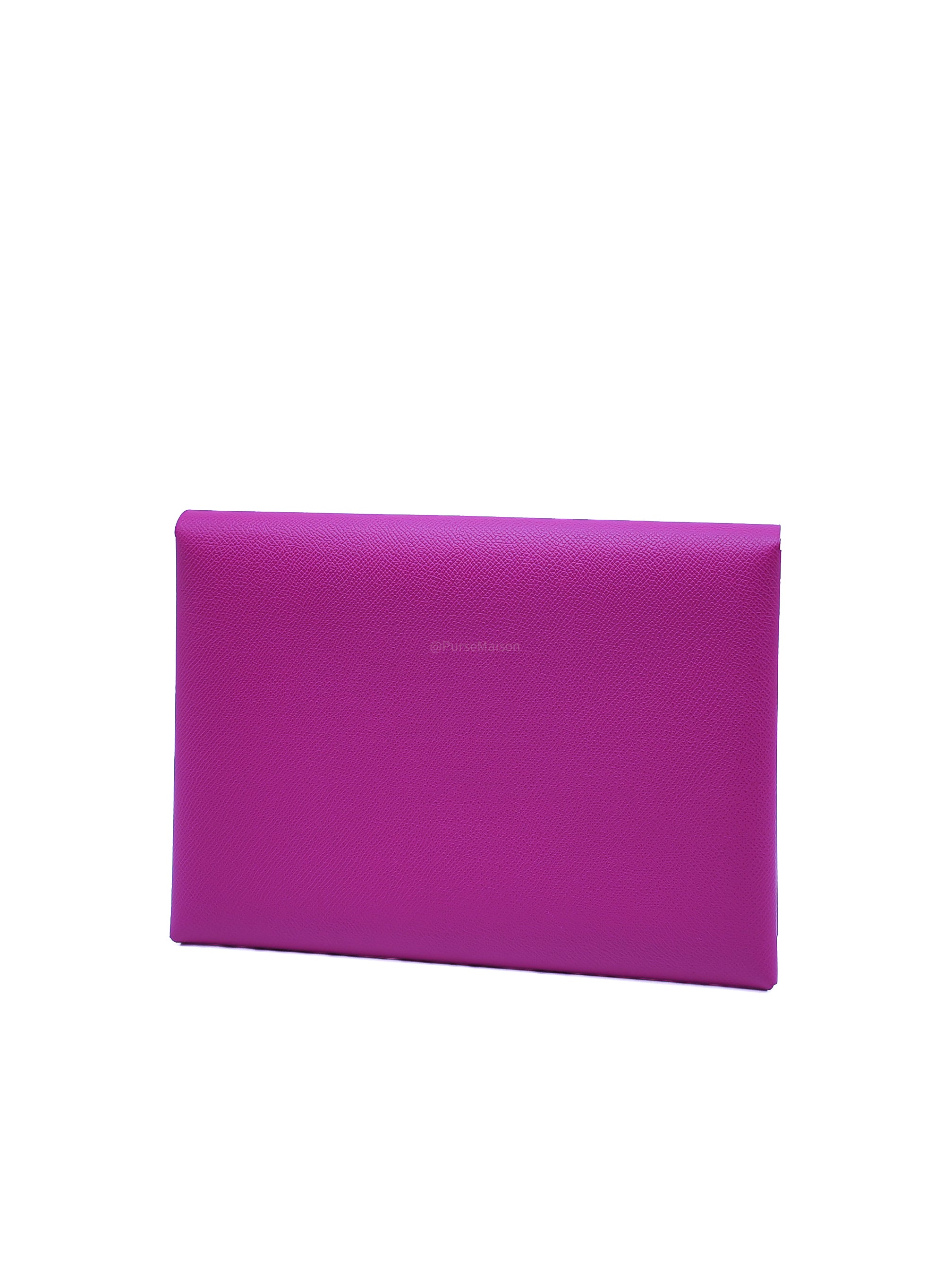 Hermes Calvi Pouch in Rose Pourpre Epsom Leather and Palladium Hardware Stamp C (2018)