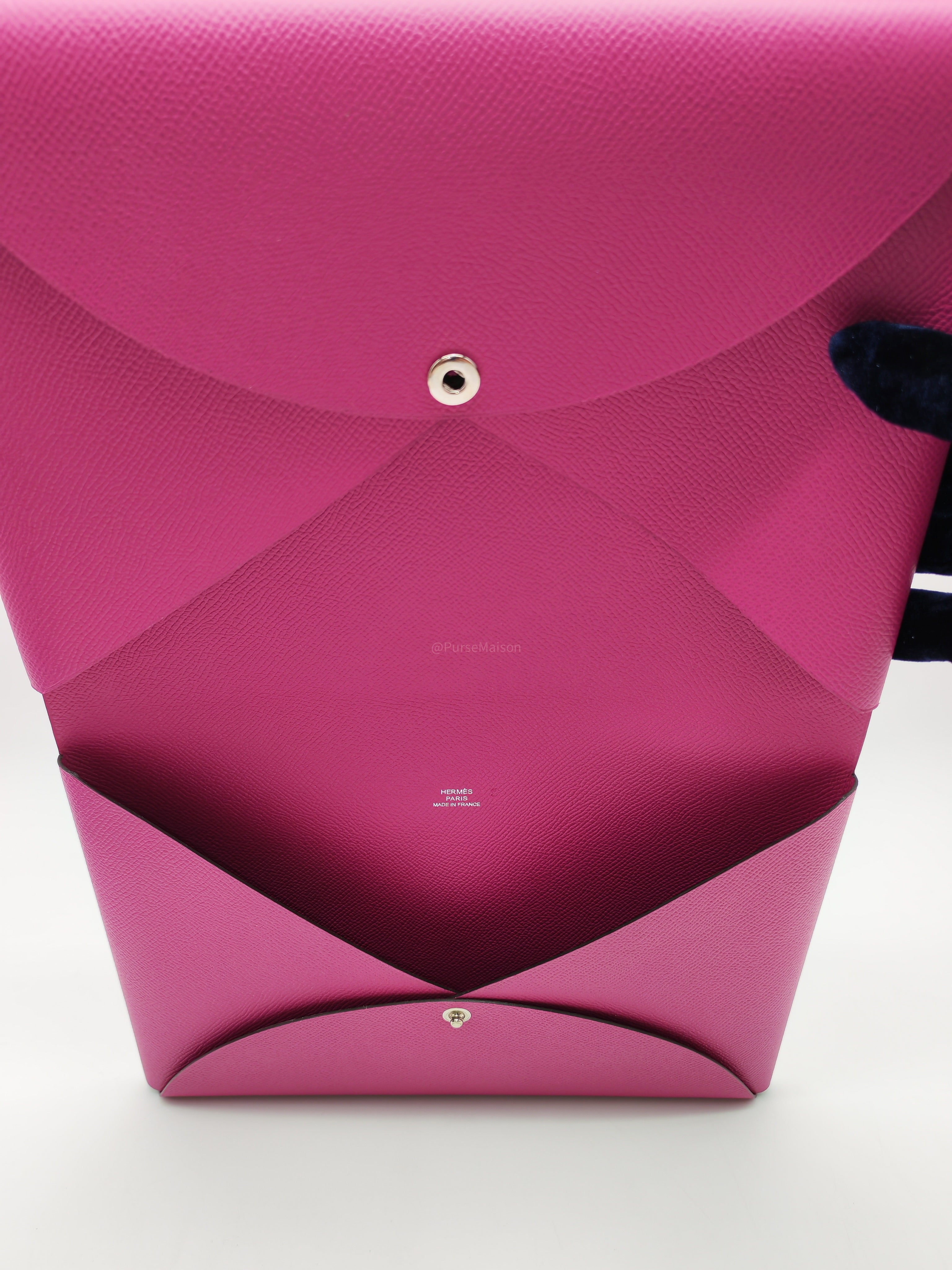 Hermes Calvi Pouch in Rose Pourpre Epsom Leather and Palladium Hardware Stamp C (2018)