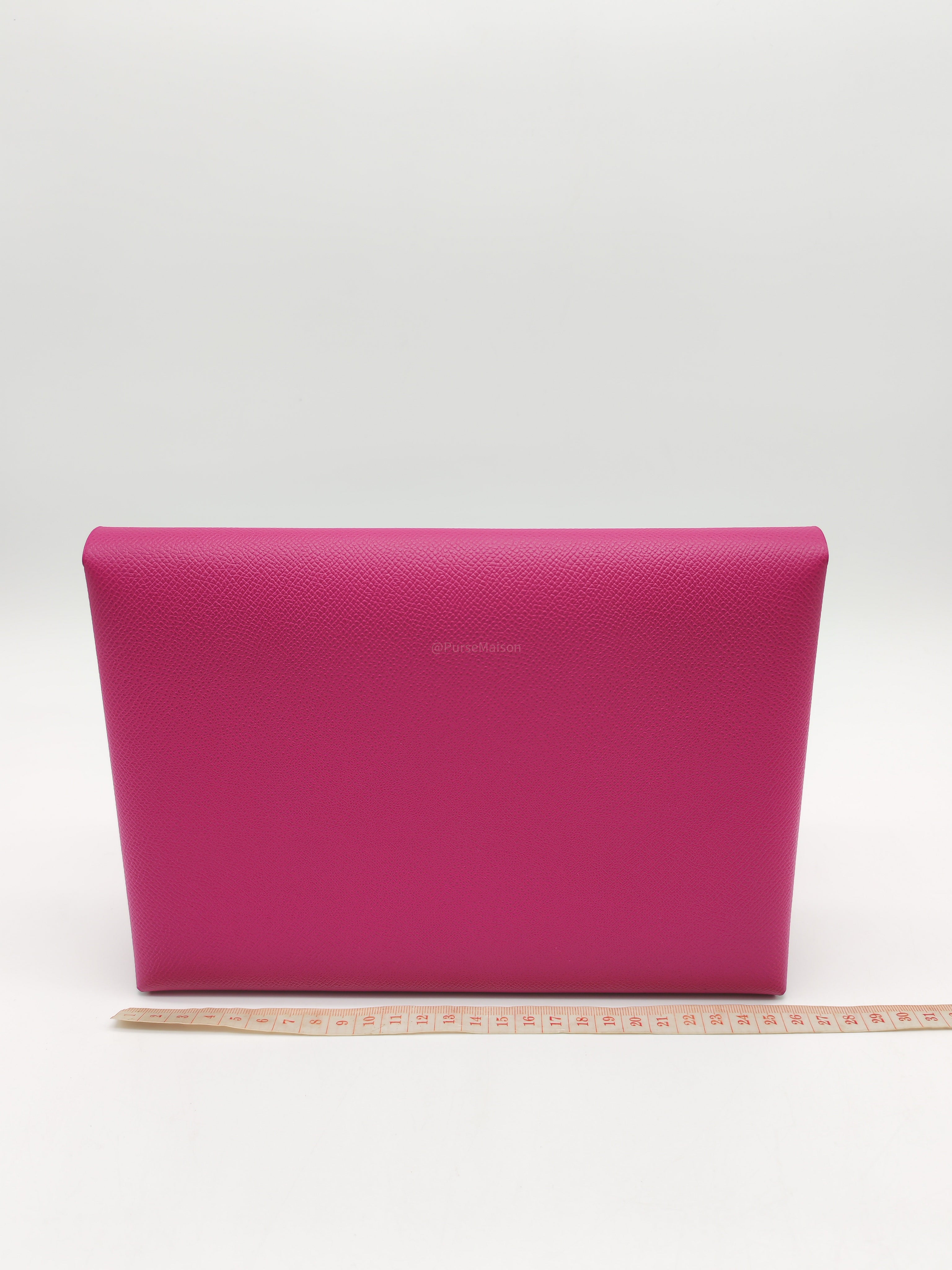 Hermes Calvi Pouch in Rose Pourpre Epsom Leather and Palladium Hardware Stamp C (2018)