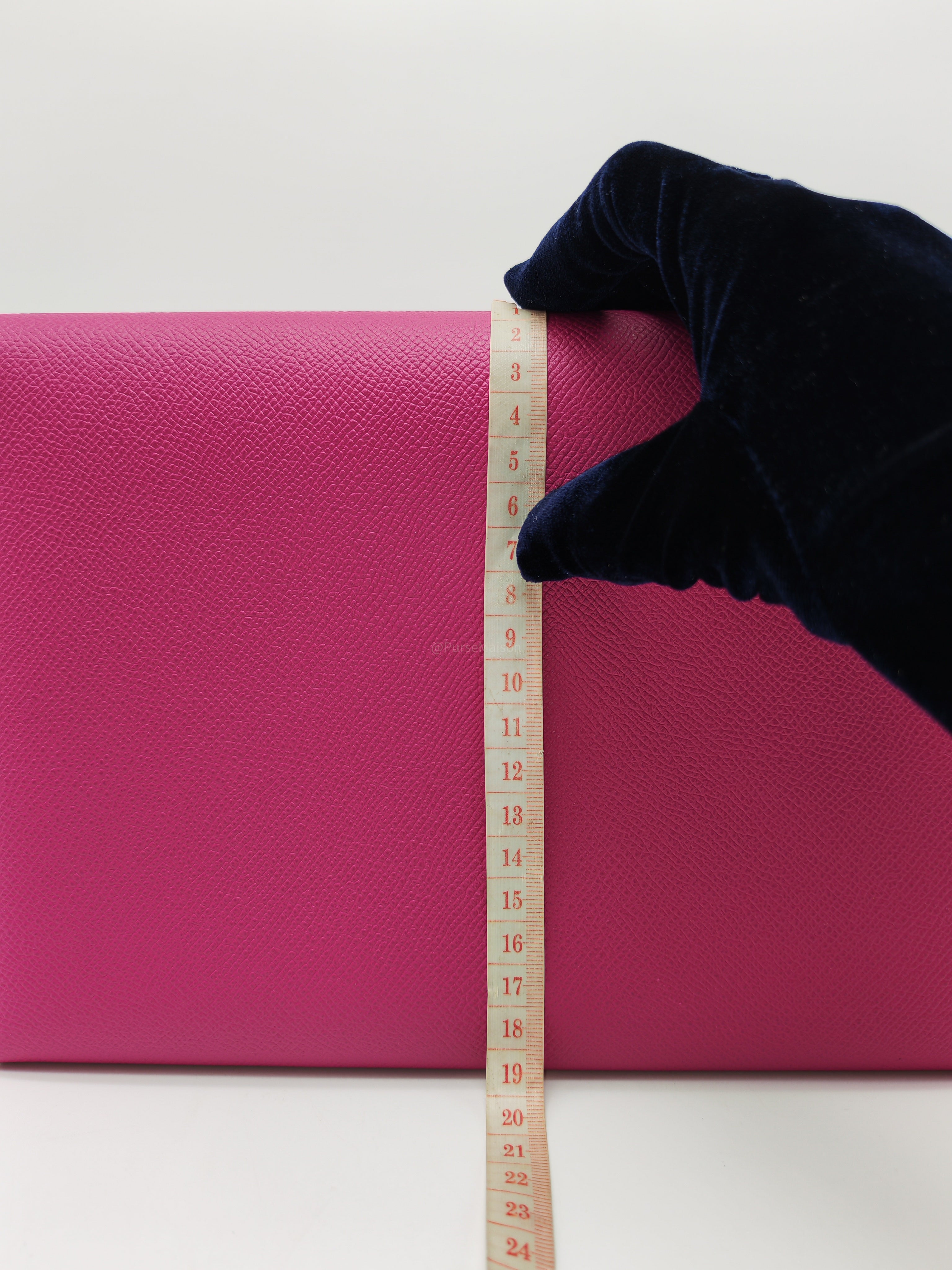 Hermes Calvi Pouch in Rose Pourpre Epsom Leather and Palladium Hardware Stamp C (2018)
