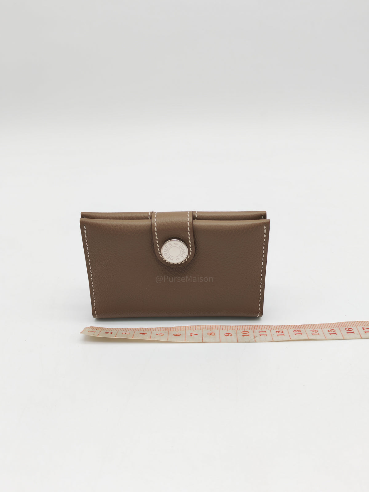 Hermes R.M.S. Card Holder Taupe Evercolor Leather Palladium Hardware Stamp G(2026)