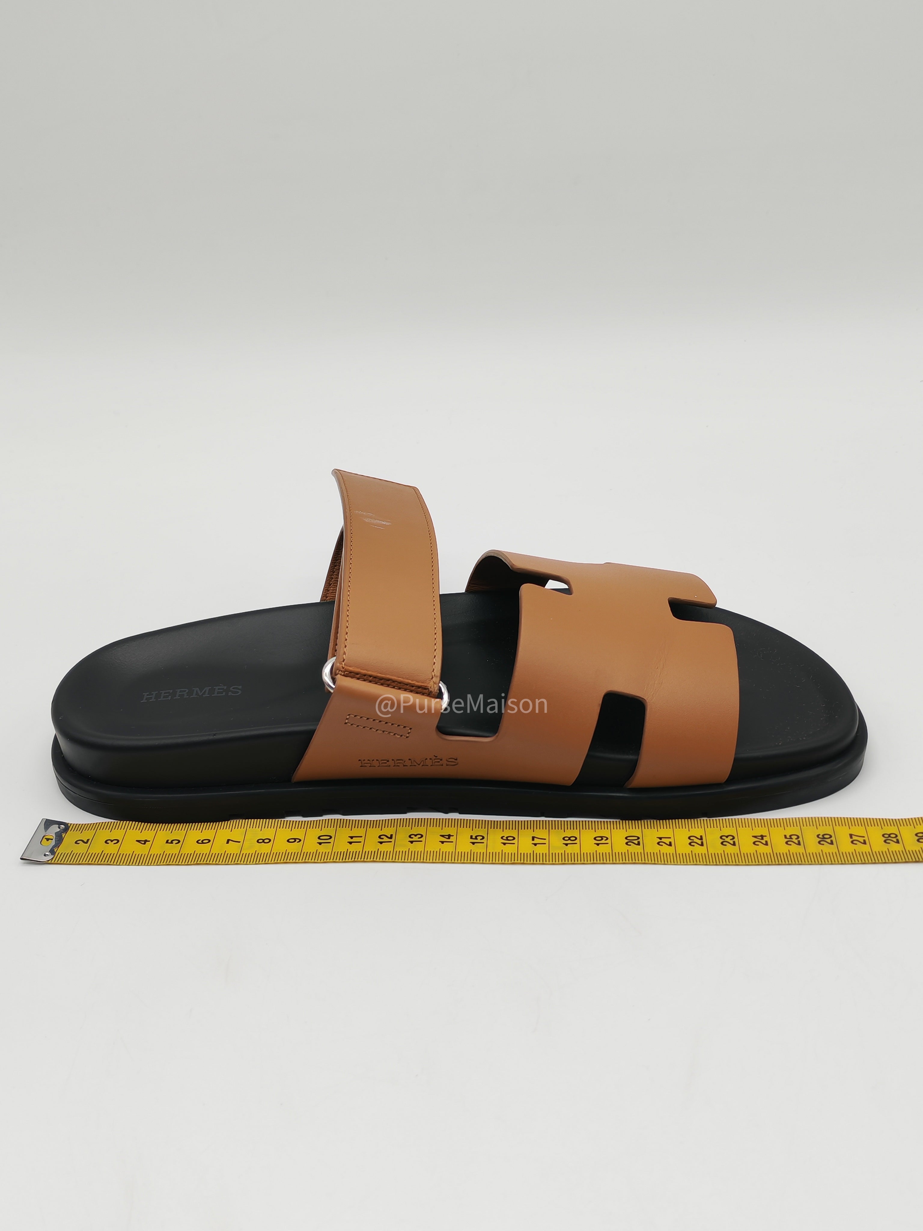 Hermes Chypre Sandal in Gold Calfskin Leather Sandals Size 41 EU (26cm)