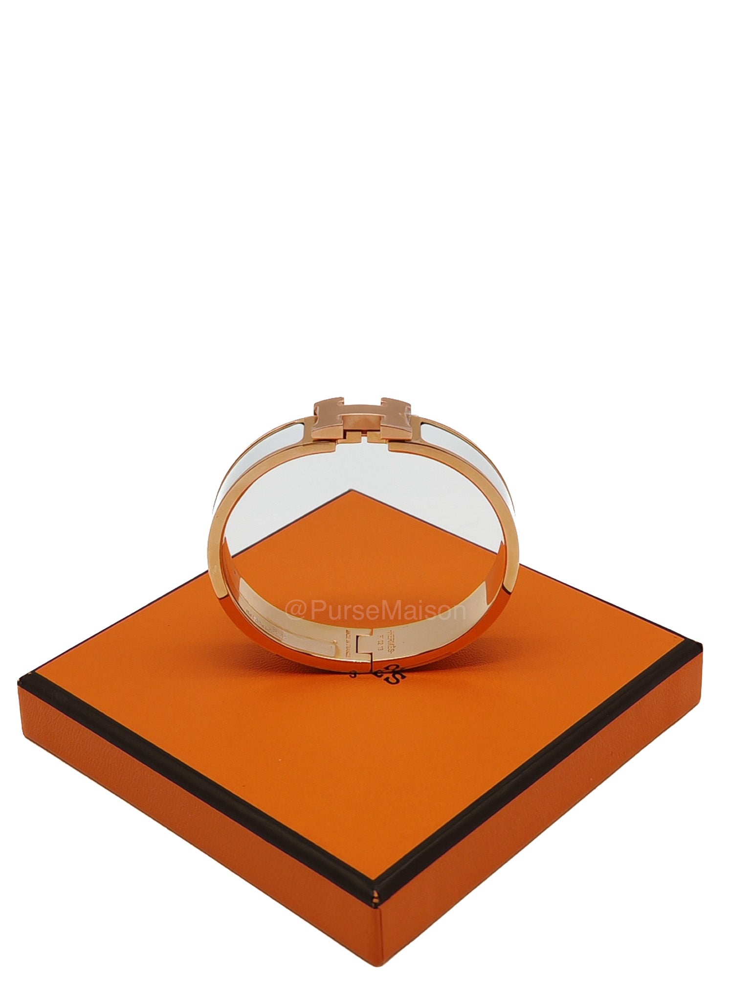 Hermes Clic H PM White Enamel Rosegold Hardware Bracelet