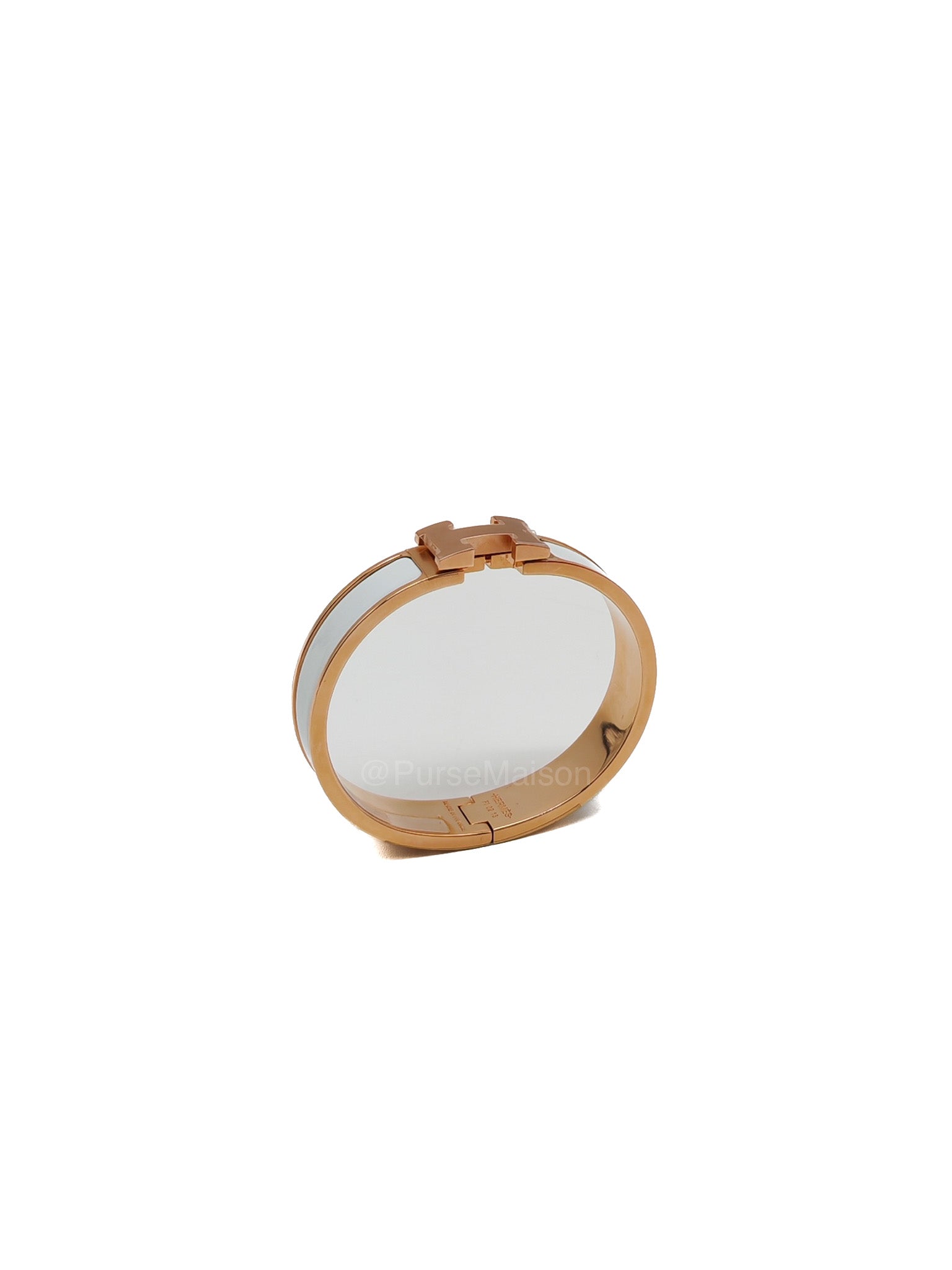 Hermes Clic H PM White Enamel Rosegold Hardware Bracelet