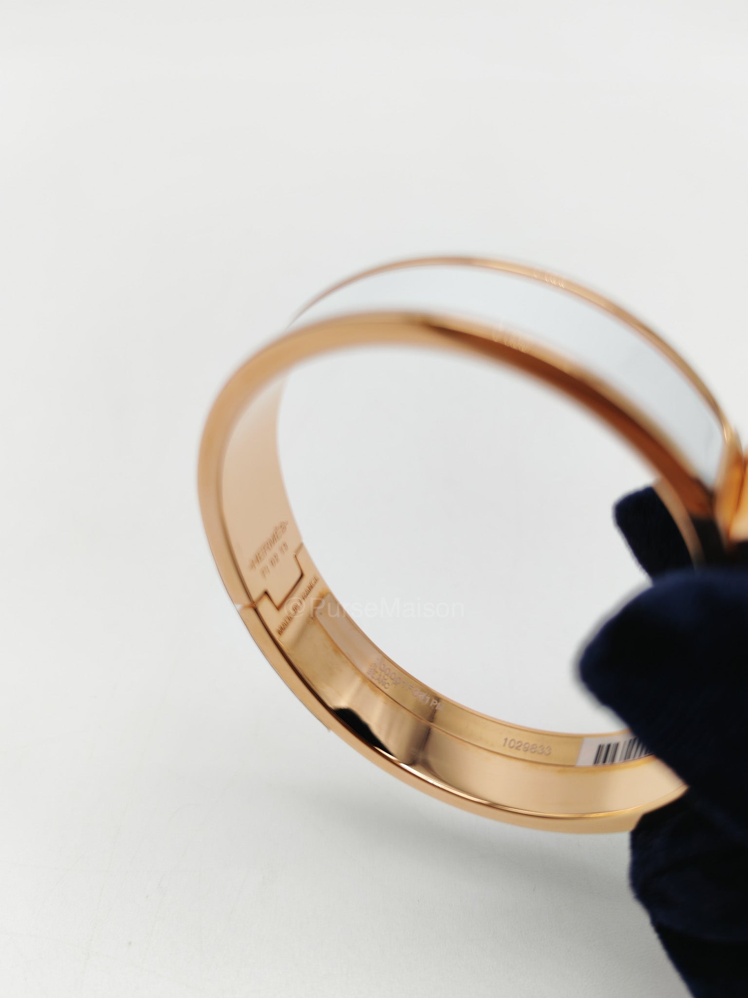 Hermes Clic H PM White Enamel Rosegold Hardware Bracelet