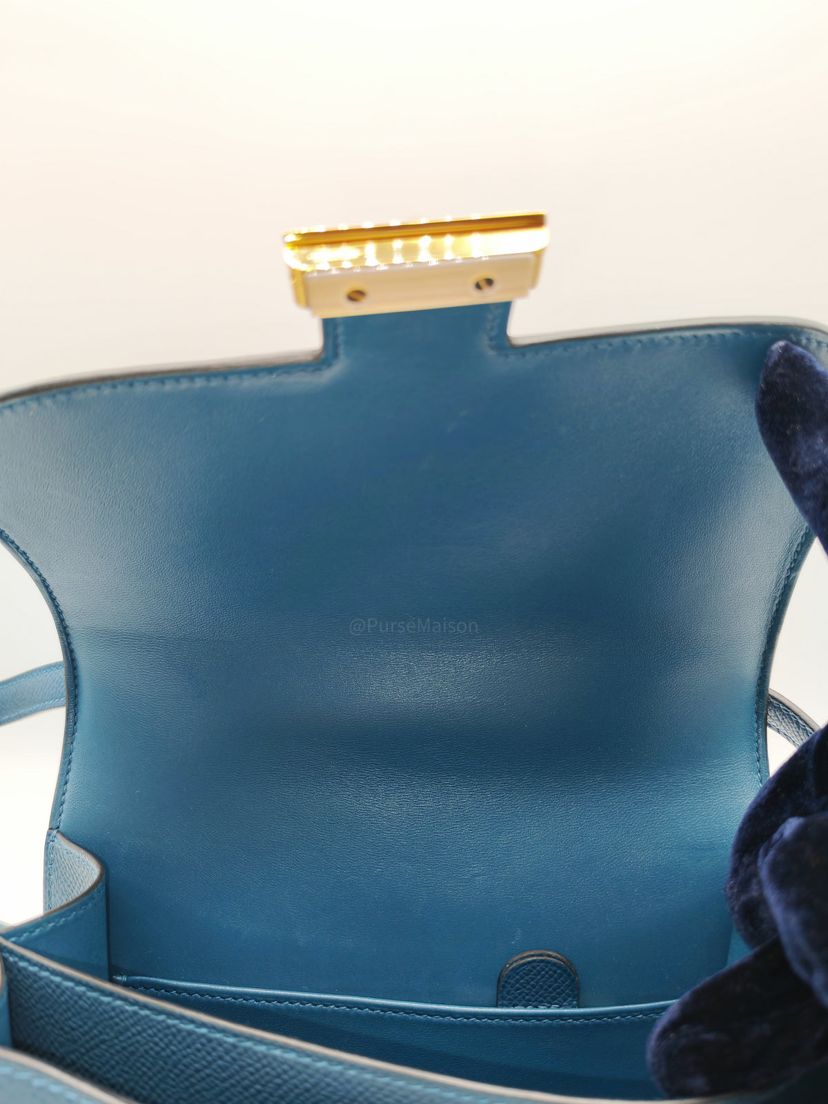 Hermes Constance 18 Mini in Bleu Thalassa Epsom Leather Gold Hardware Stamp W (2024)