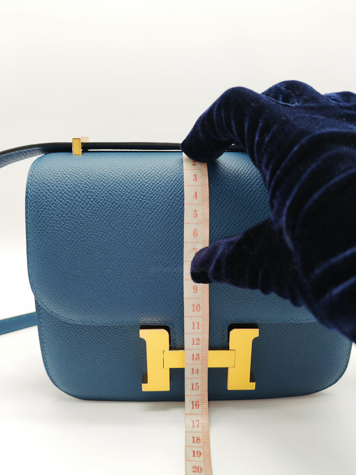 Hermes Constance 18 Mini in Bleu Thalassa Epsom Leather Gold Hardware Stamp W (2024)