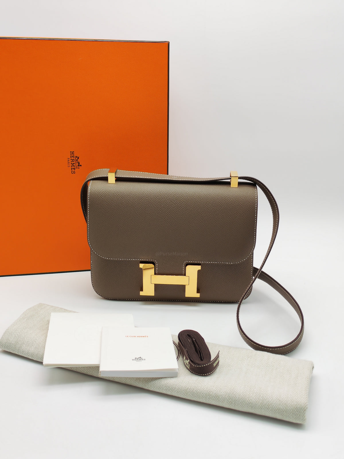 Hermes Constance 24 in Etoupe Epsom Leather Gold Hardware Stamp U (UMS 685 TB)