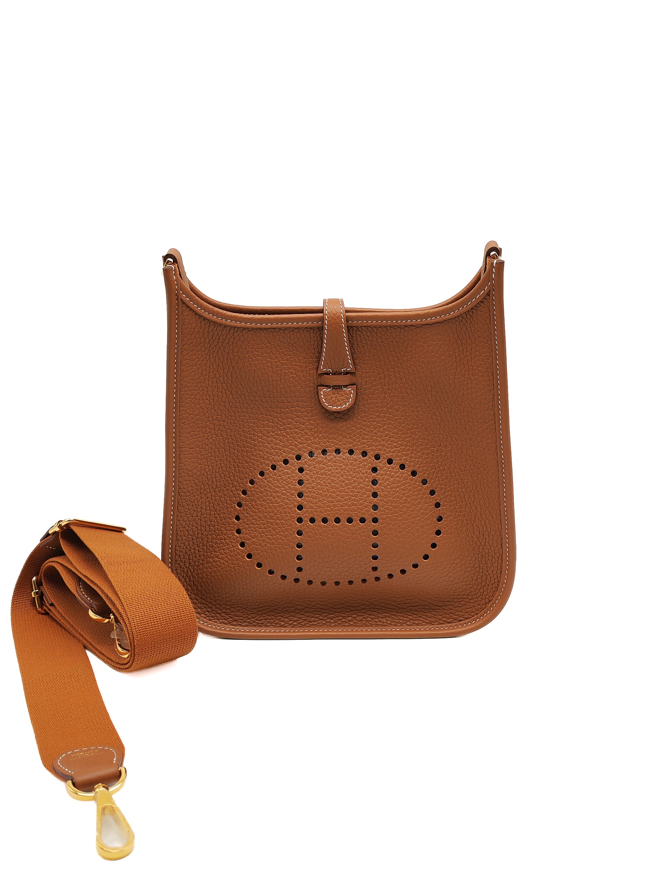 Hermes Evelyne 23 in Gold Taurillon Clemence Leather Gold Hardware Stamp G(2026)