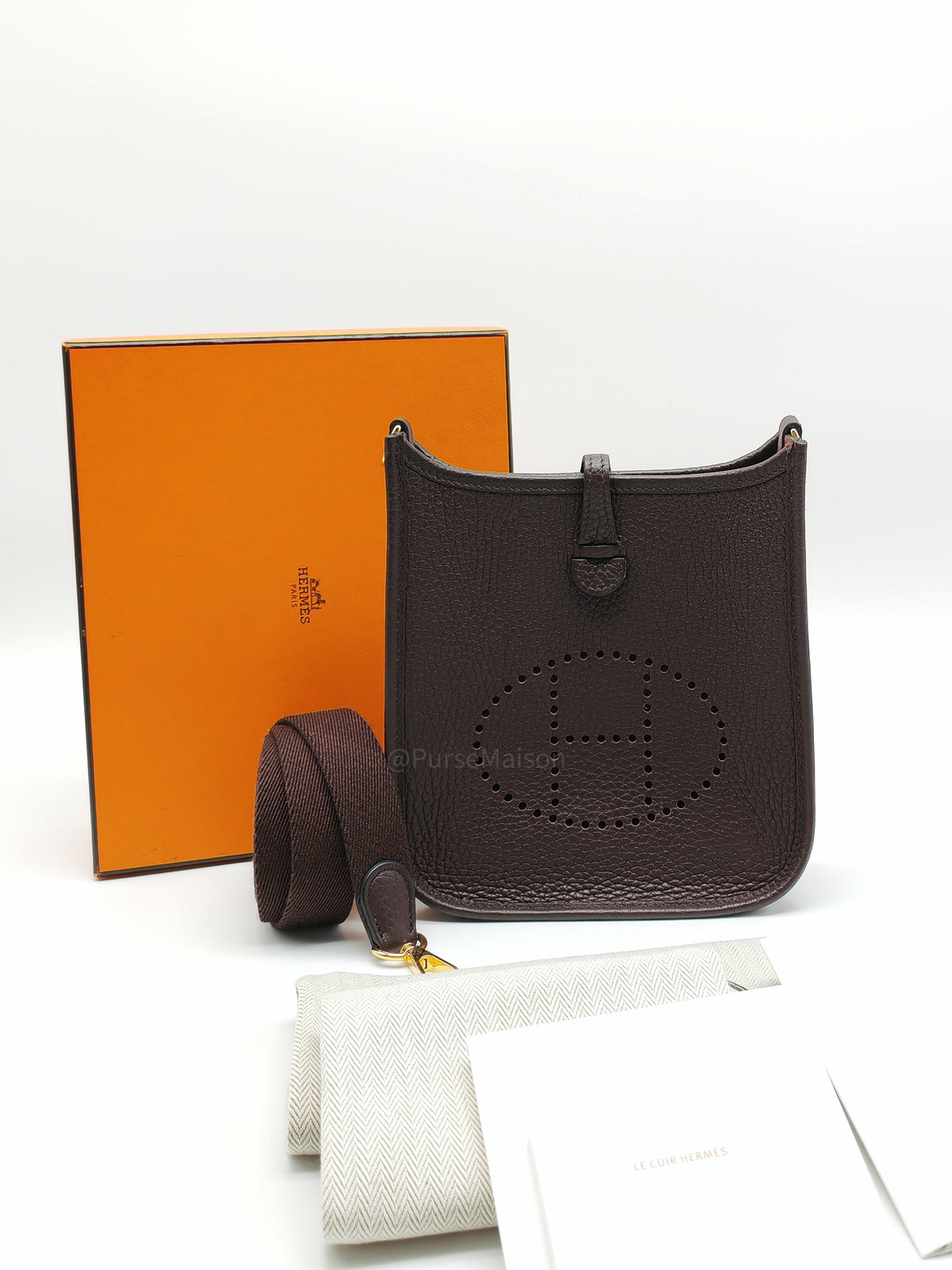 Hermes Evelyne TPM in Rouge Sellier Clemence Leather and Gold Hardware Stamp Z (2021)