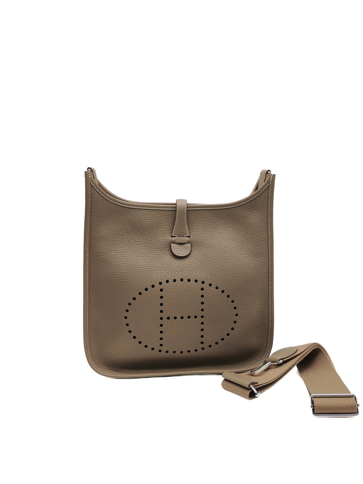 Hermes Evelyne PM in Etoupe Clemence Leather Palladium Hardware Stamp K (2026)