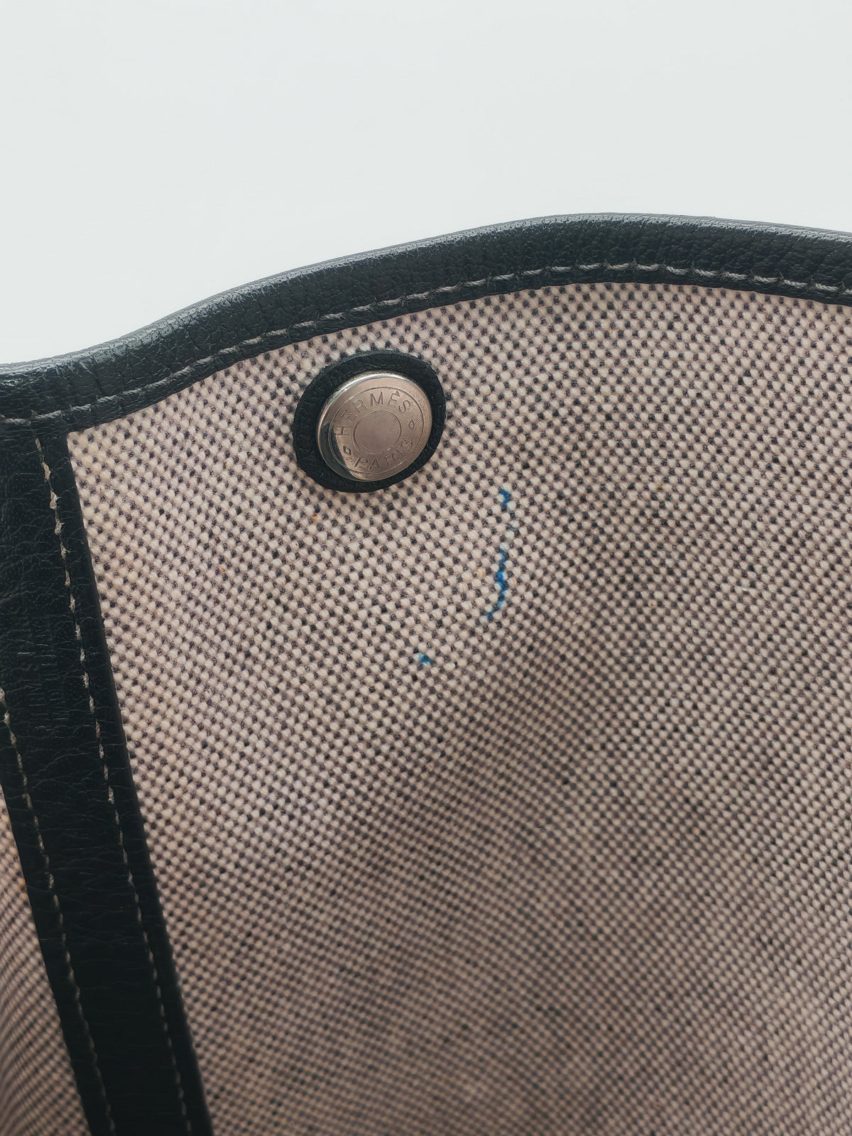 Hermes Garden Party Tote 36 in Ecru/Black Natural Toile Canvas and Palladium Hardware Stamp Square H (2004)