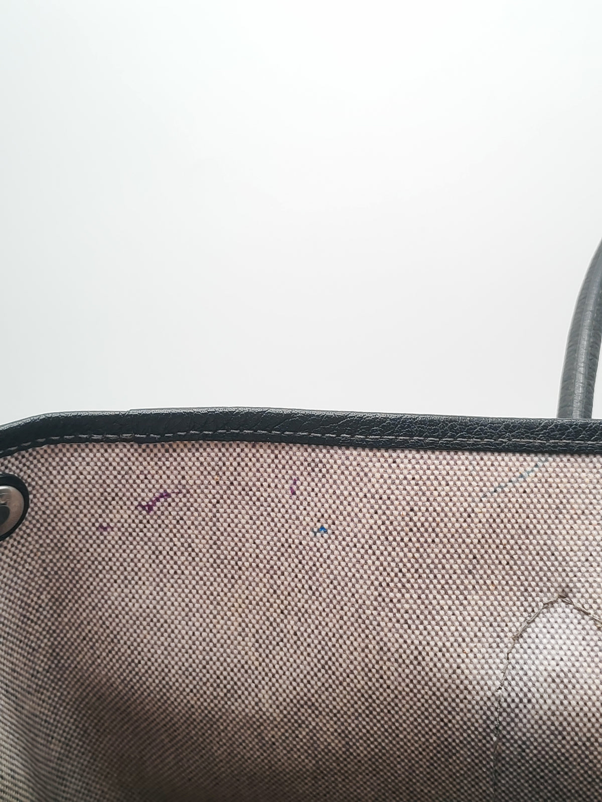 Hermes Garden Party Tote 36 in Ecru/Black Natural Toile Canvas and Palladium Hardware Stamp Square H (2004)
