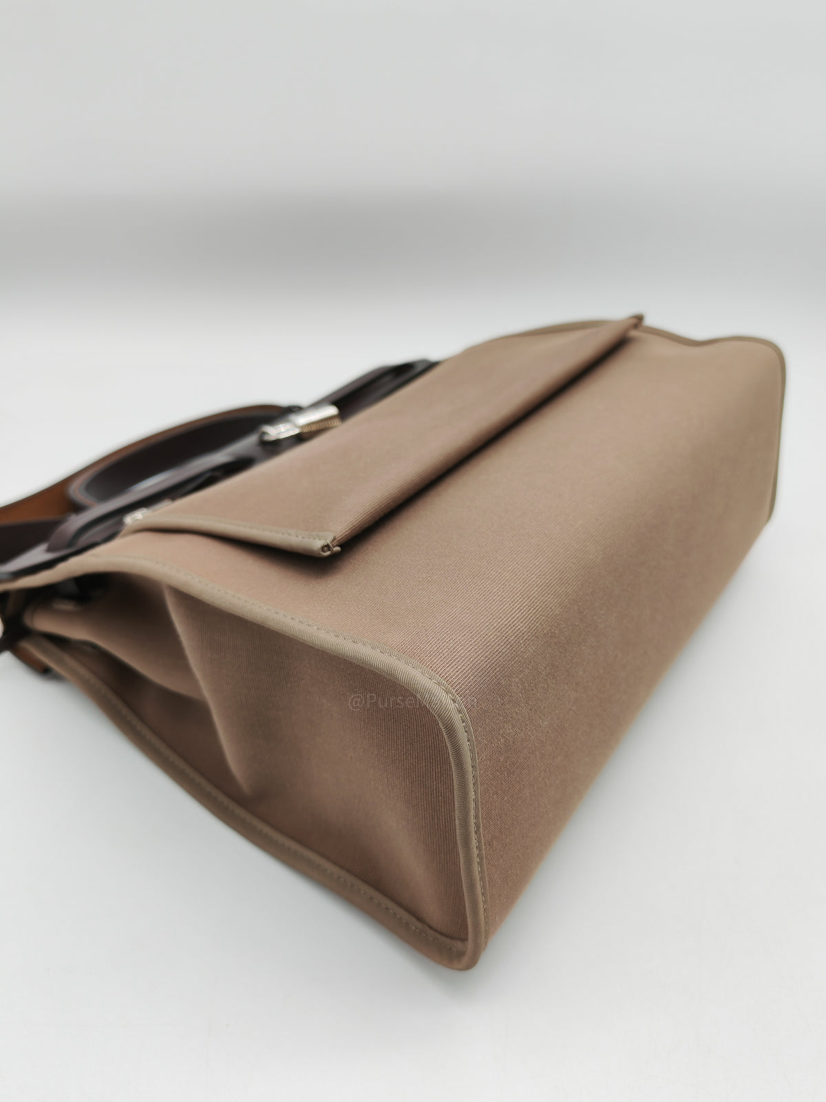 Hermes Herbag Zip 31 in Ebene Leather & Etoupe Canvas Palladium Hardware Stamp T(2015) | Purse Maison Luxury Bags Shop