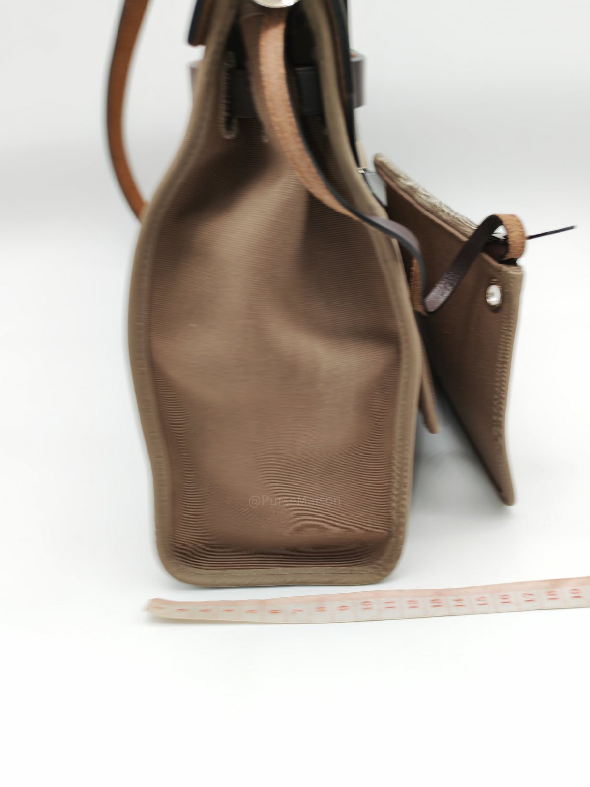 Hermes Herbag Zip 31 in Ebene Leather & Etoupe Canvas Palladium Hardware Stamp T(2015) | Purse Maison Luxury Bags Shop