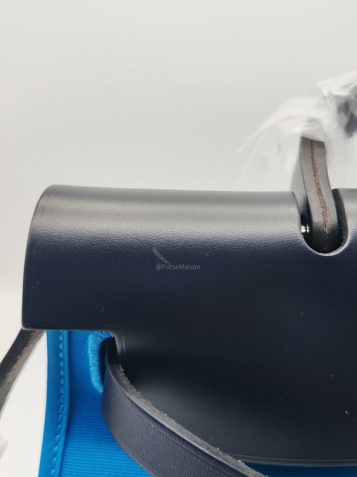 Hermes Herbag Zip 31 in Bleu Indigo Vache Hunter and Bleu Zanzibar Toile Canvas Palladium Hardware Stamp A (2017) | Purse Maison Luxury Bags Shop