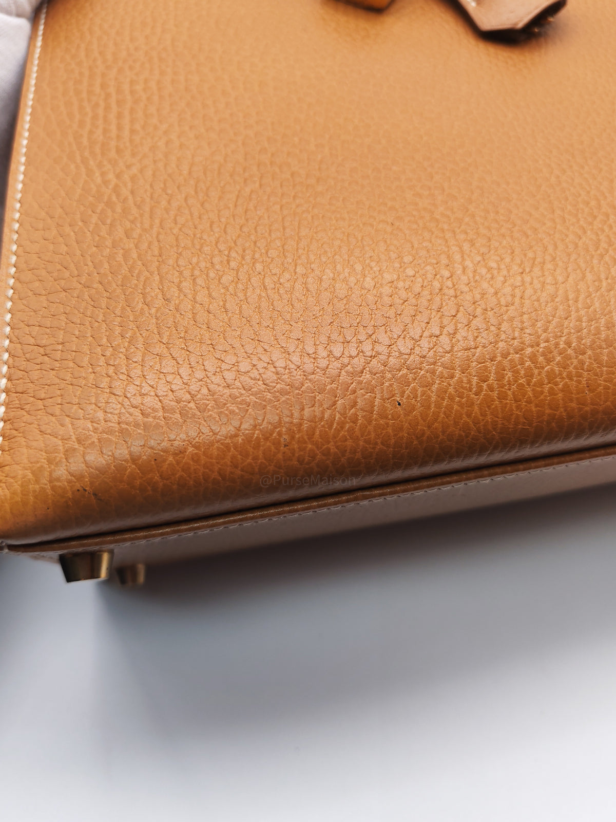Hermes Kelly 35 in Gold Ardennes Leather Gold Hardware Stamp X Circle (1994)