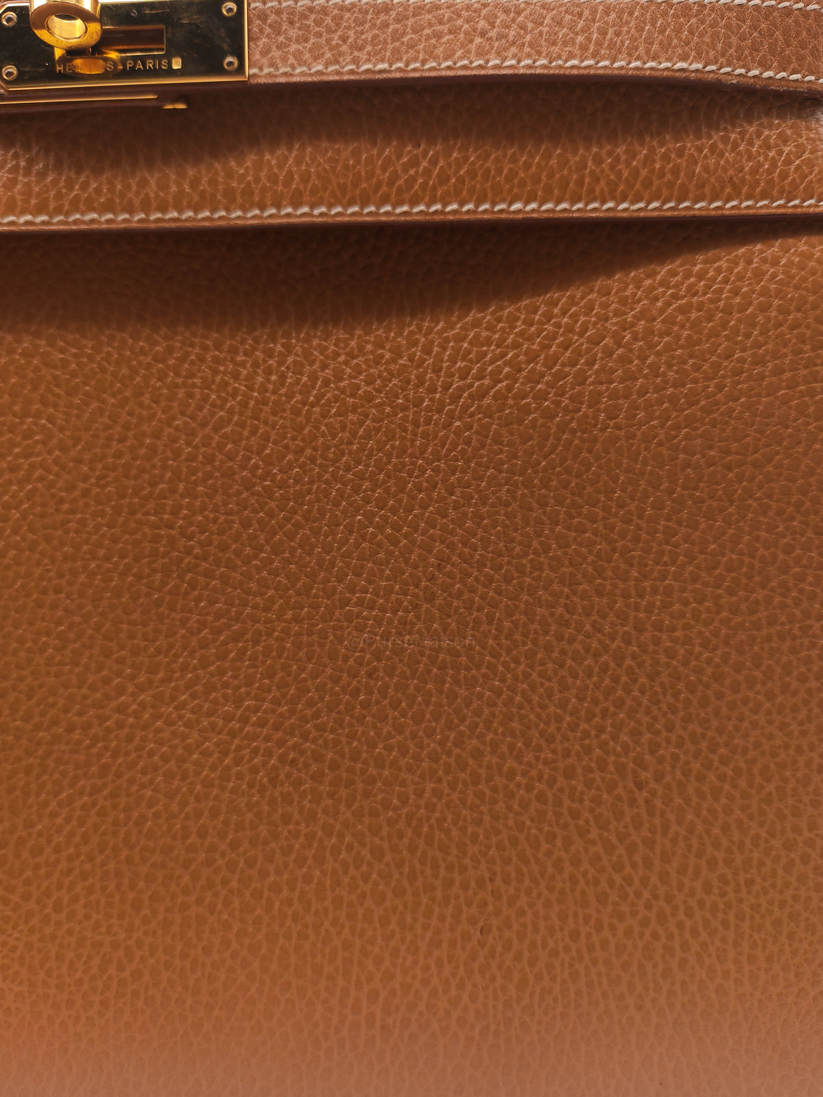 Hermes Kelly 35 in Gold Ardennes Leather Gold Hardware Stamp X Circle (1994)