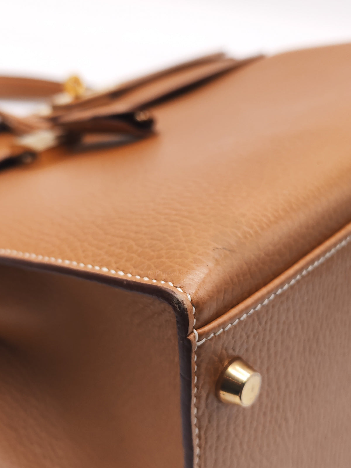 Hermes Kelly 35 in Gold Ardennes Leather Gold Hardware Stamp X Circle (1994)