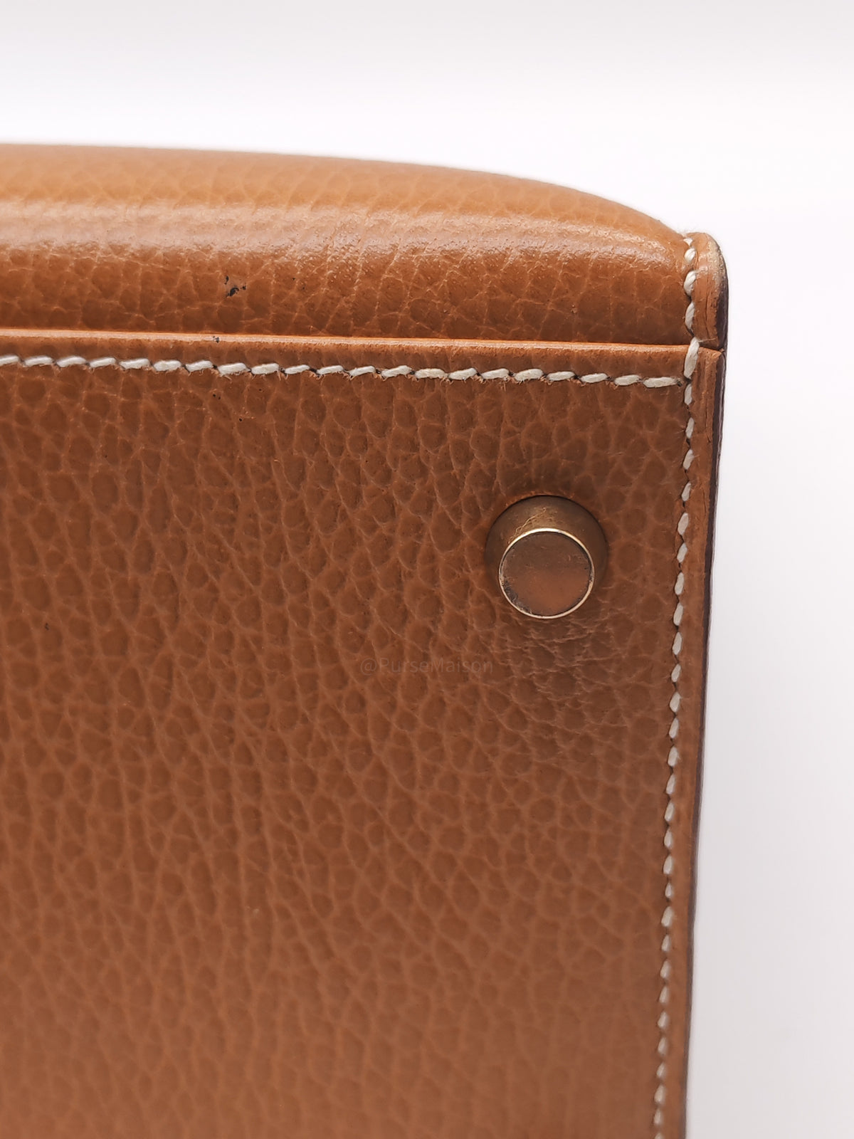 Hermes Kelly 35 in Gold Ardennes Leather Gold Hardware Stamp X Circle (1994)