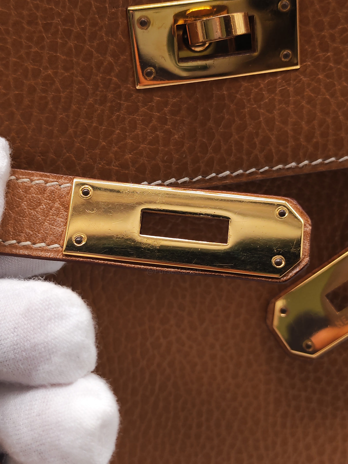 Hermes Kelly 35 in Gold Ardennes Leather Gold Hardware Stamp X Circle (1994)