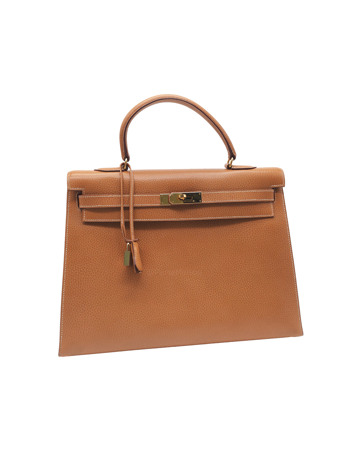 Hermes Kelly 35 in Gold Ardennes Leather Gold Hardware Stamp X Circle (1994)
