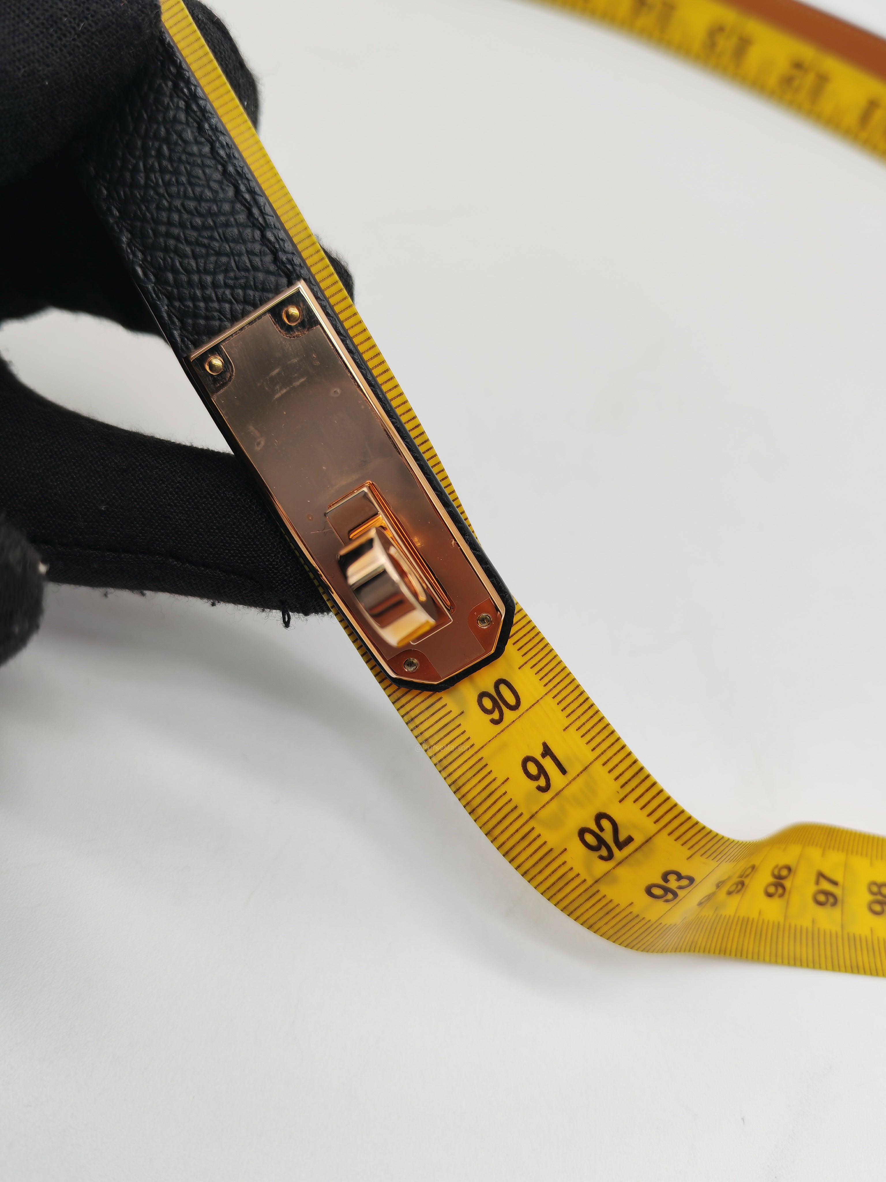 Hermes Kelly Belt in Black Epsom Leather Rose Gold Hardware Stamp W(2024)