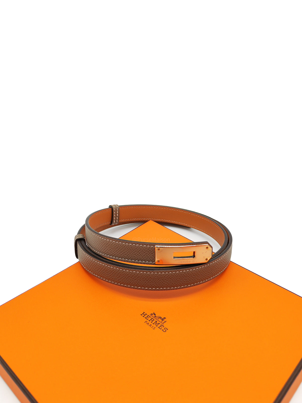 Hermes Kelly Belt Etoupe Epsom Leather Rose Gold Hardware Stamp B (2023)