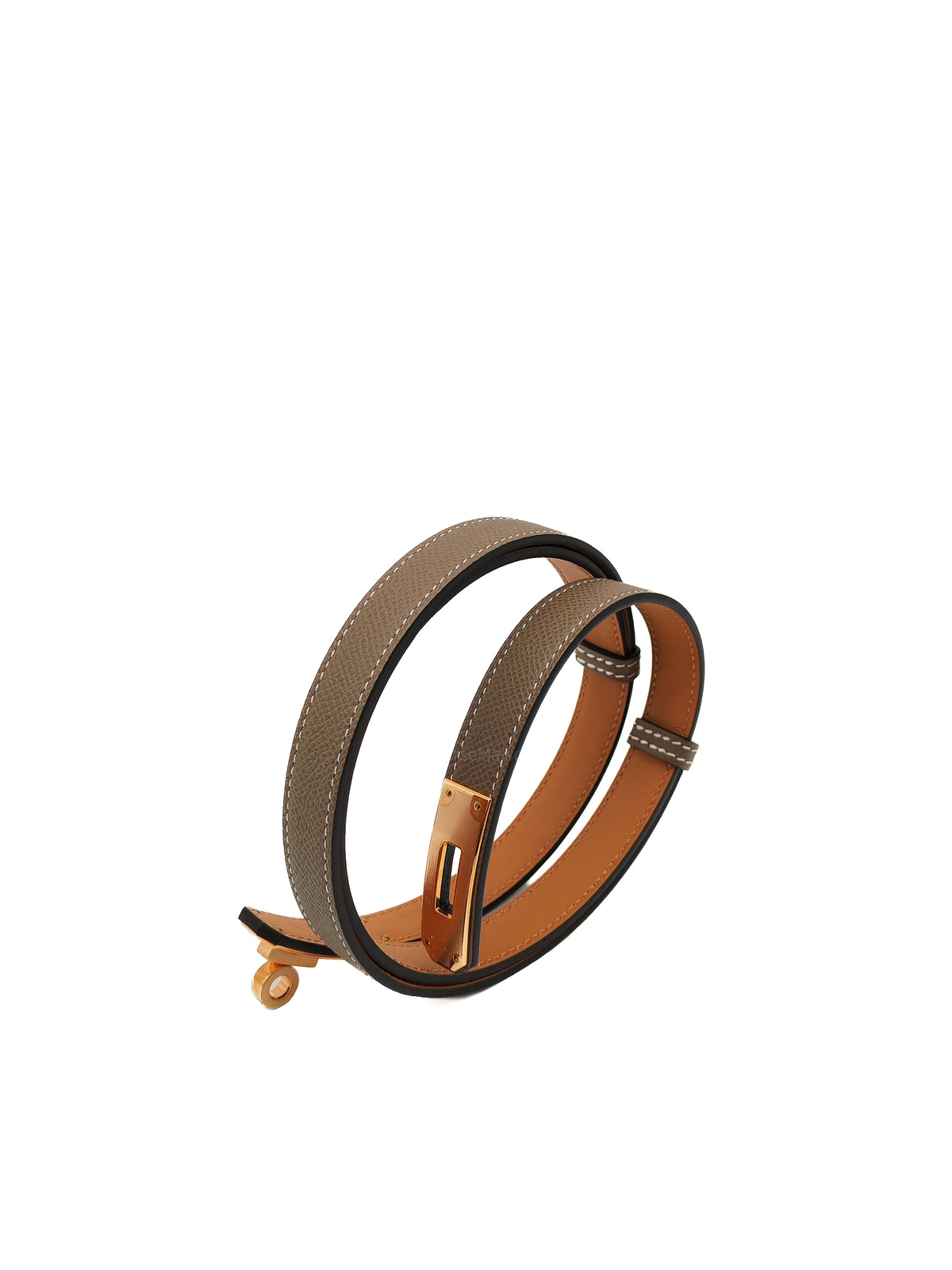 Hermes Kelly Belt Etoupe Epsom Leather Rose Gold Hardware Stamp B (2023)