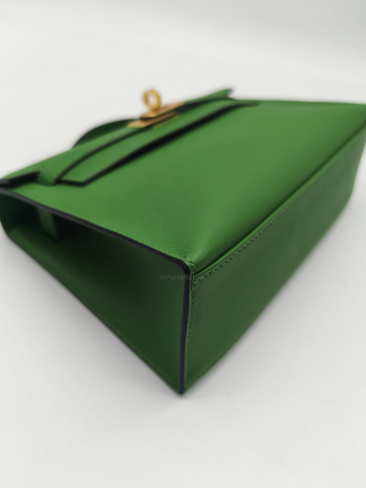 Hermes Kelly Pochette in Vert Yucca Swift Leather Gold Hardware Stamp B (2023)