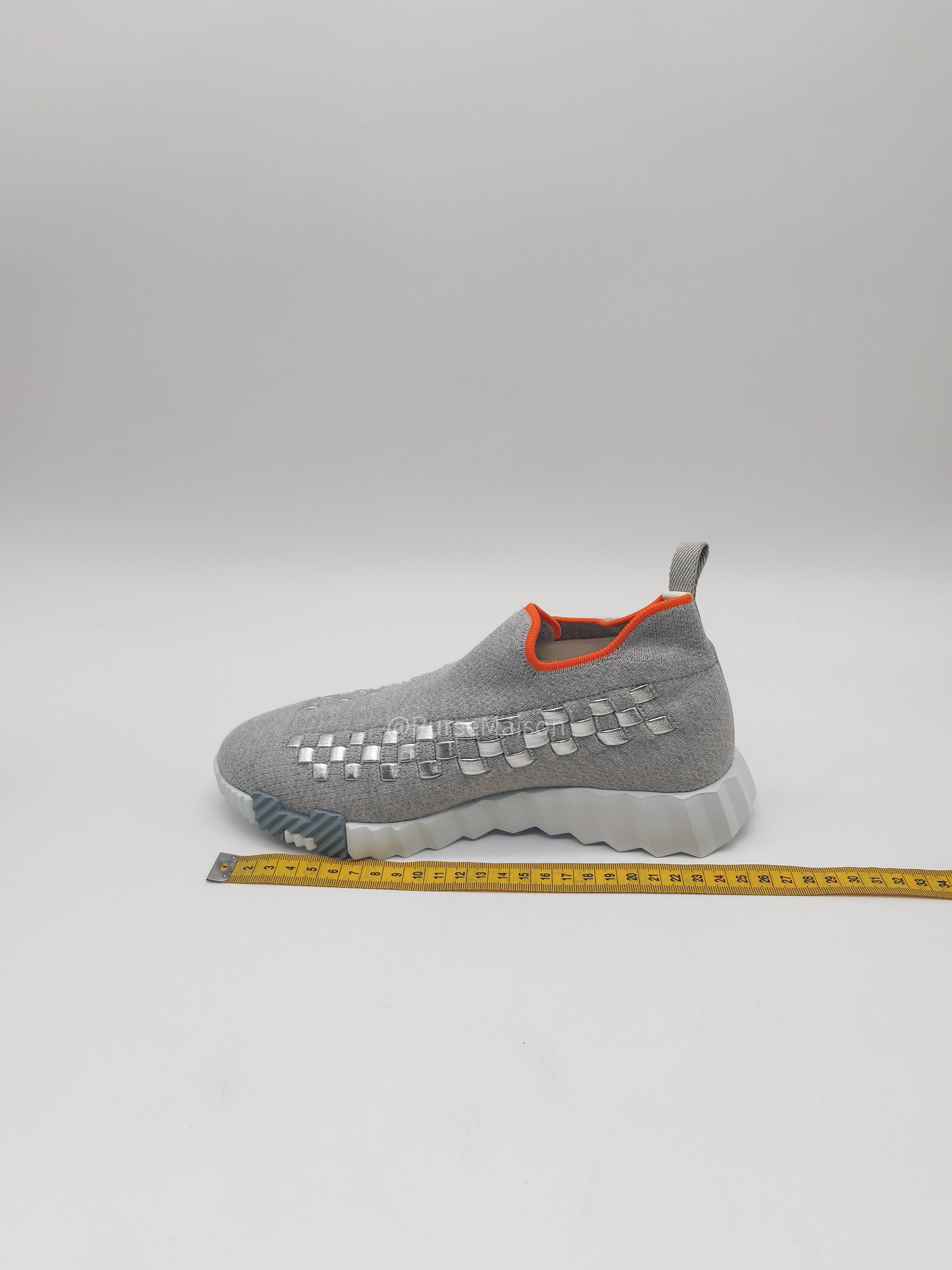 Hermès Flex Slip-On Sneakers in Gris Silex Fabric Low Top Size 37.5 EU (23.7 cm)