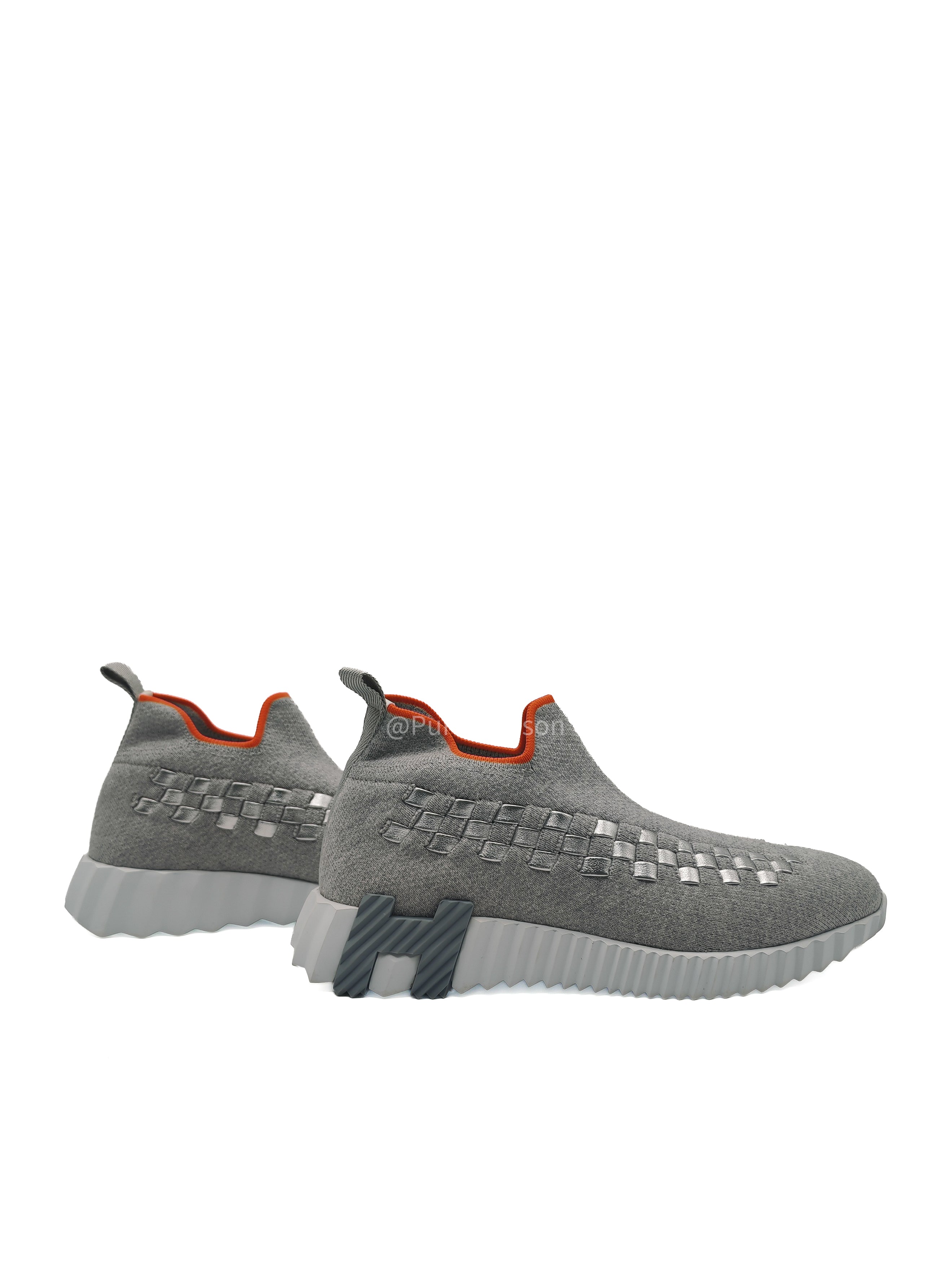Hermès Flex Slip-On Sneakers in Gris Silex Fabric Low Top Size 37.5 EU (23.7 cm)