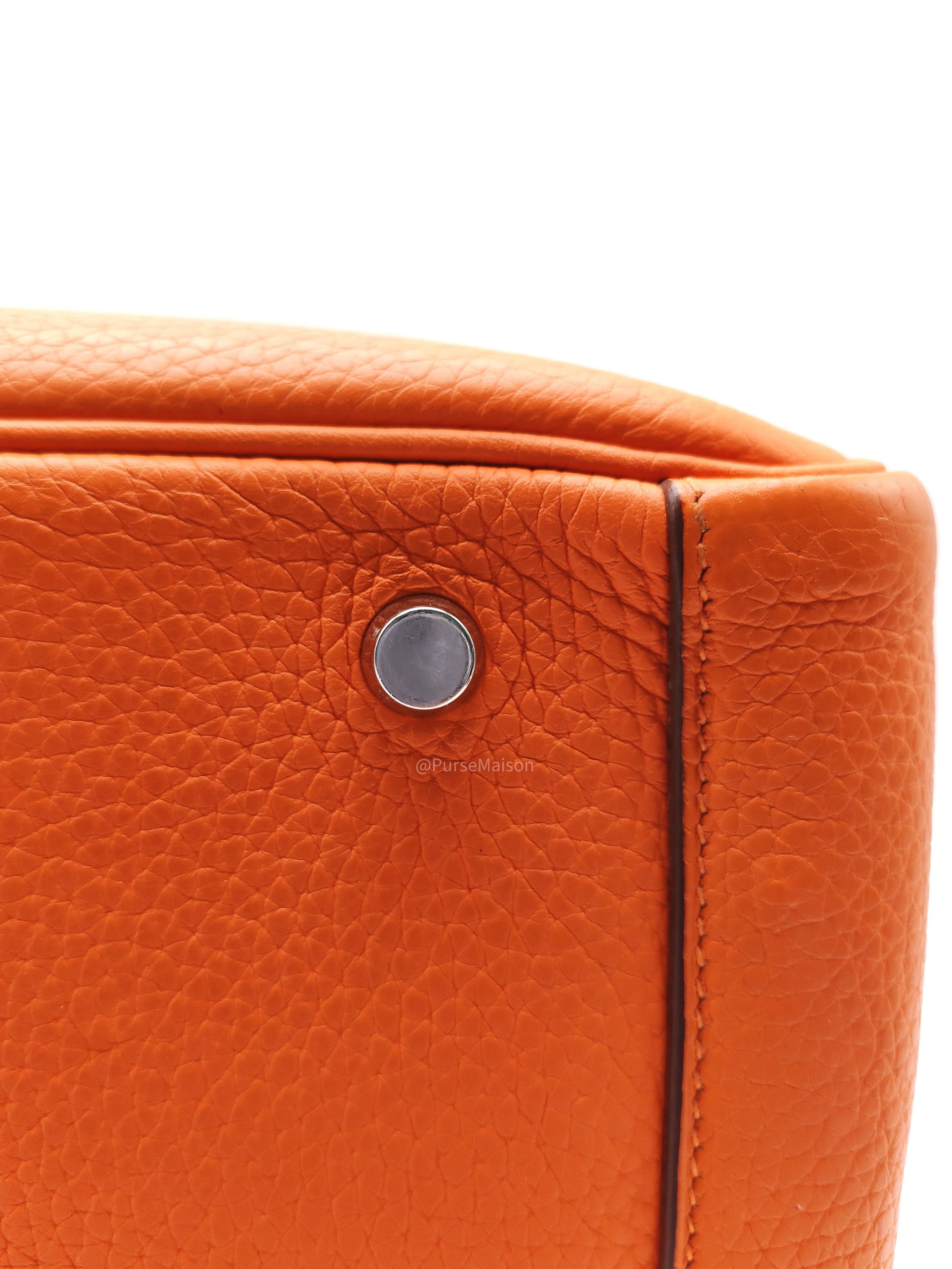 Hermes Lindy 30 in Orange Clemence Leather Palladium Hardware Stamp O Square(2011)