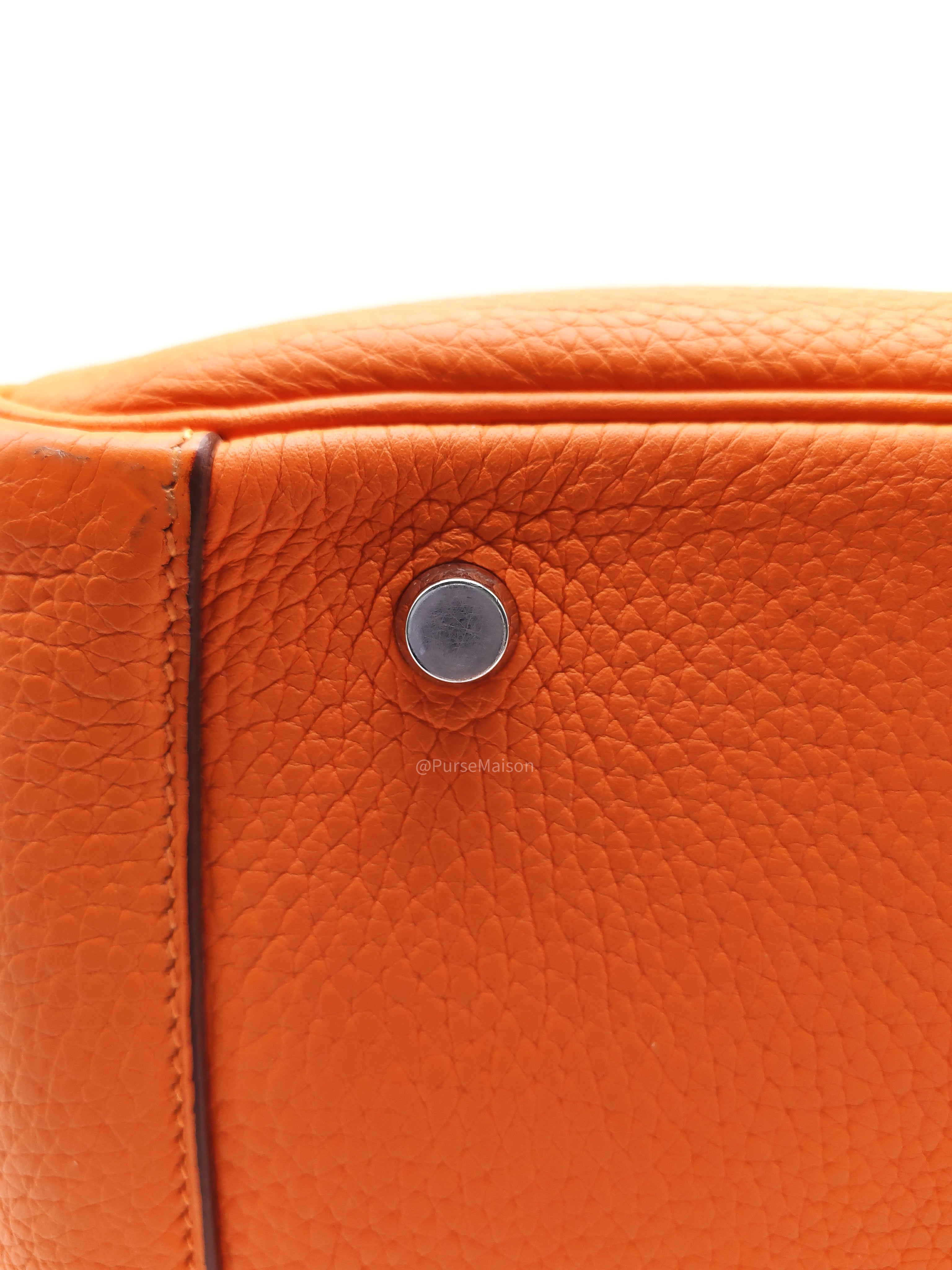 Hermes Lindy 30 in Orange Clemence Leather Palladium Hardware Stamp O Square(2011)