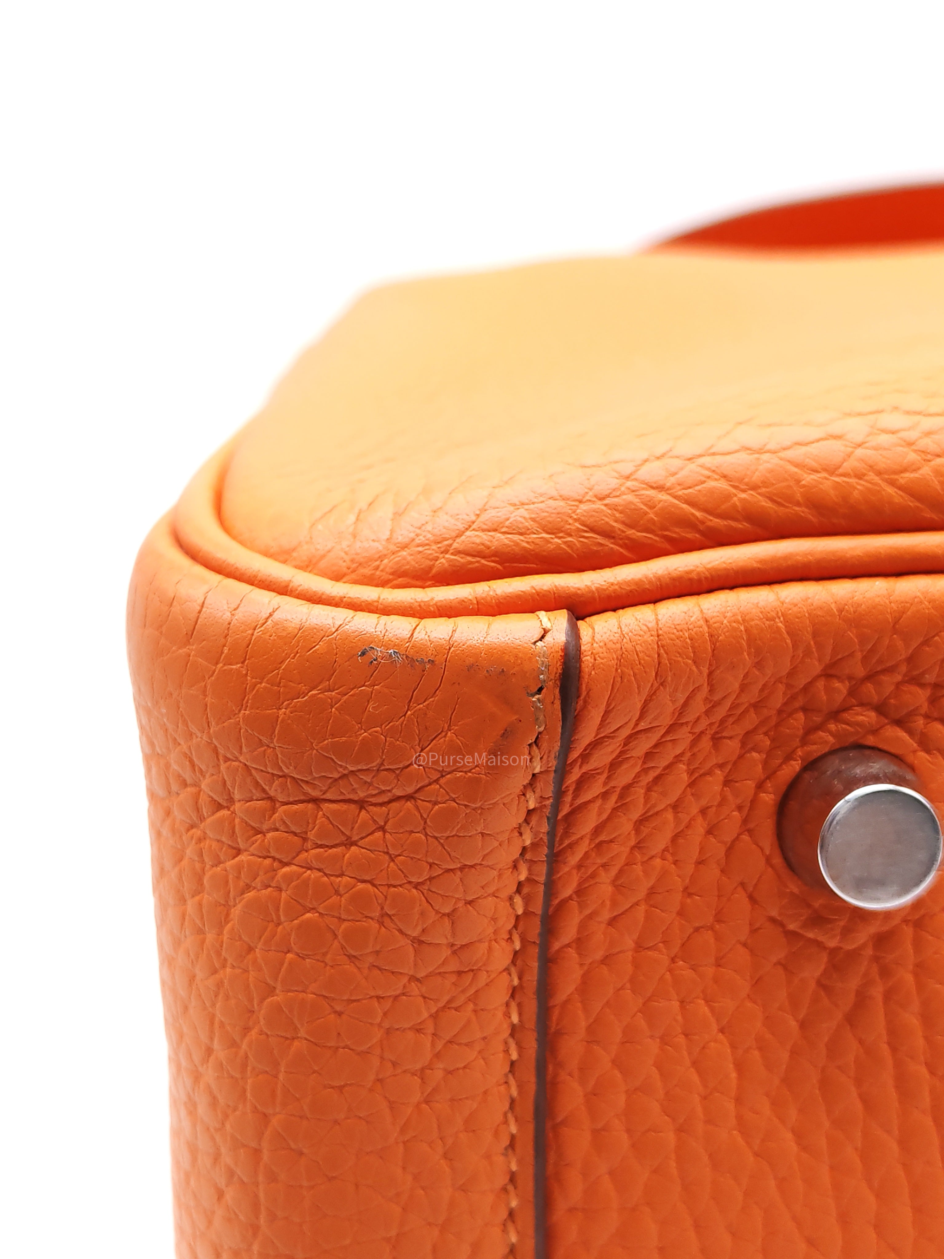 Hermes Lindy 30 in Orange Clemence Leather Palladium Hardware Stamp O Square(2011)