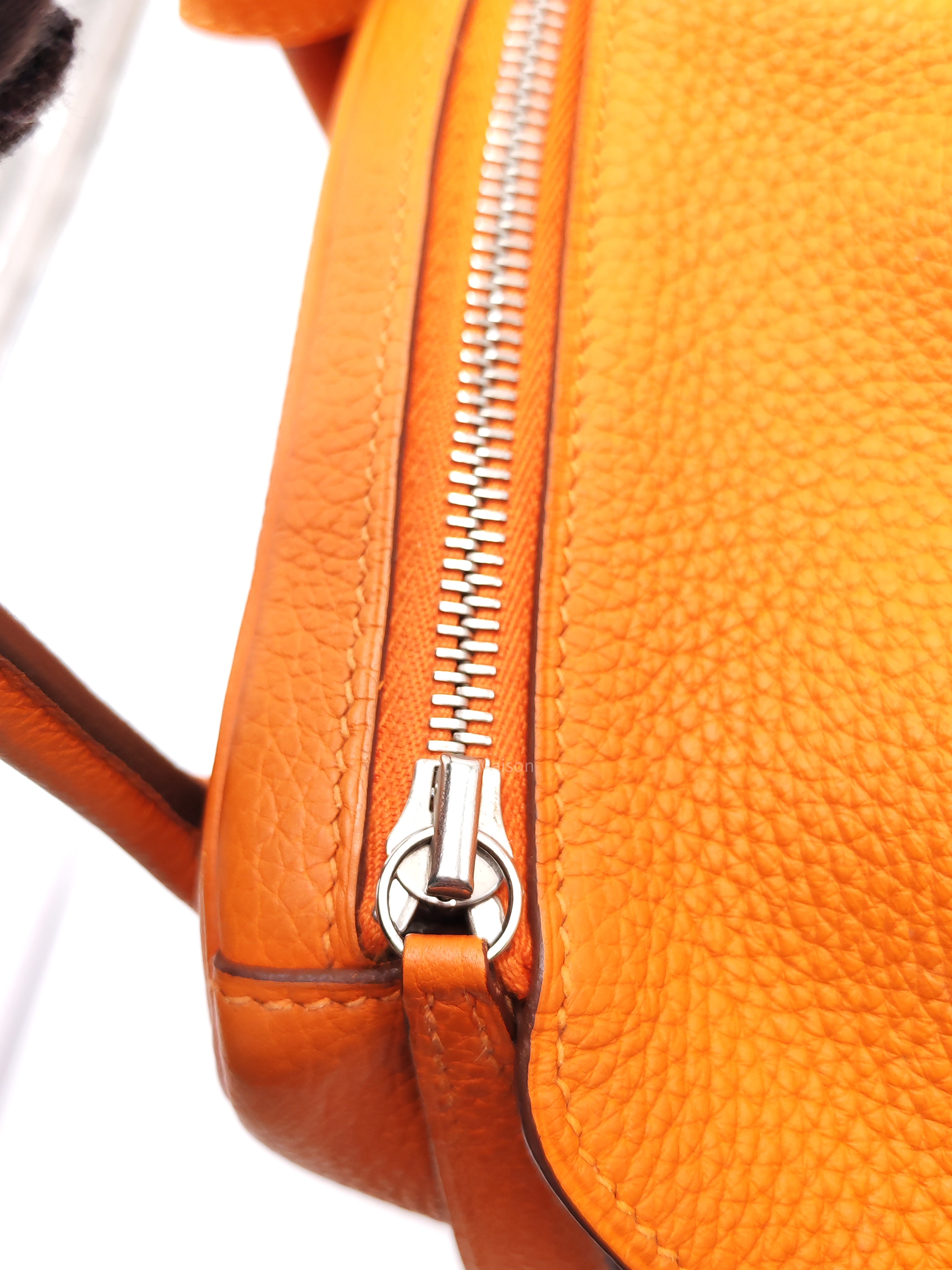 Hermes Lindy 30 in Orange Clemence Leather Palladium Hardware Stamp O Square(2011)